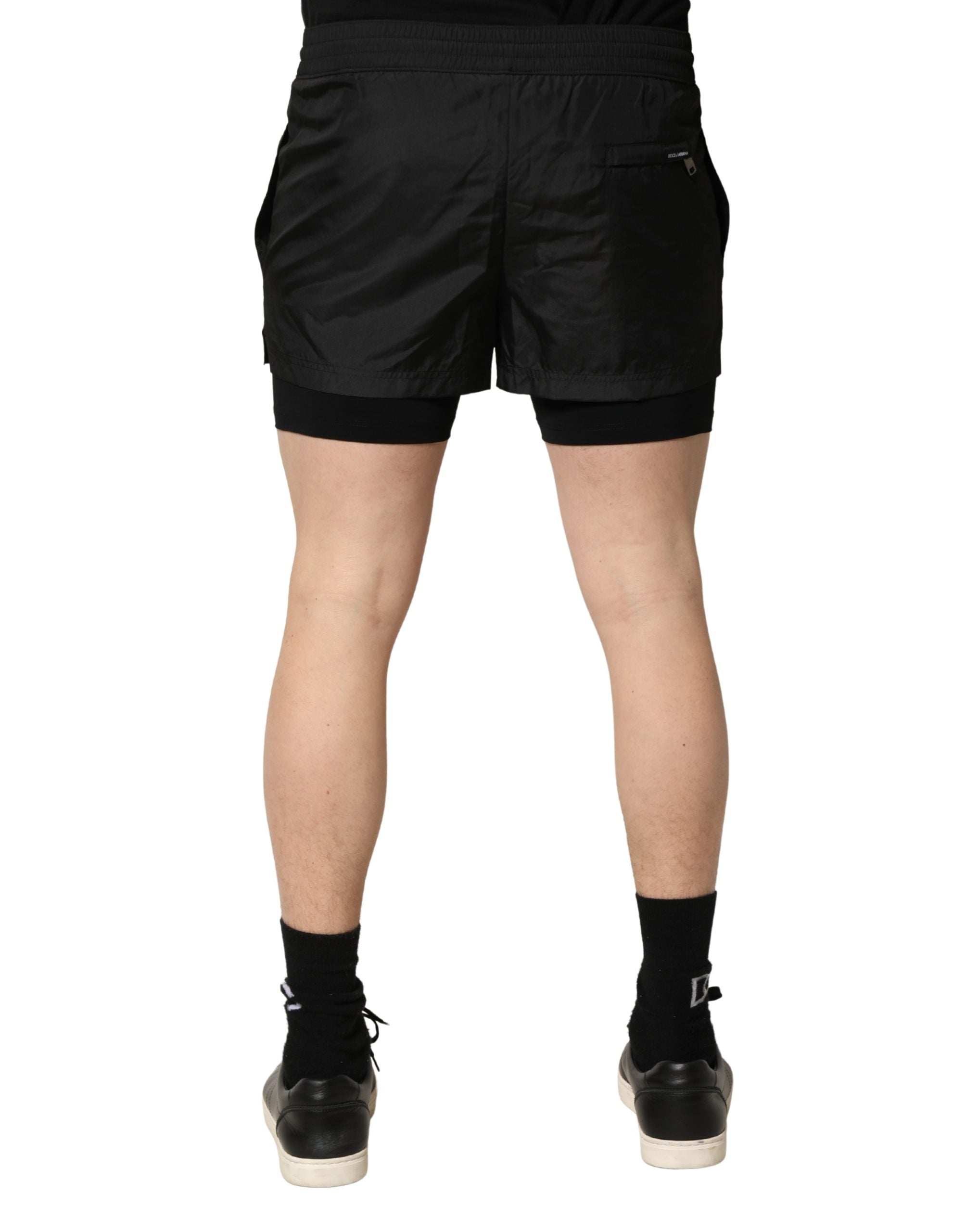 Dolce & Gabbana Black Polyester Drawstring Men Shorts Swimwear Dolce & Gabbana