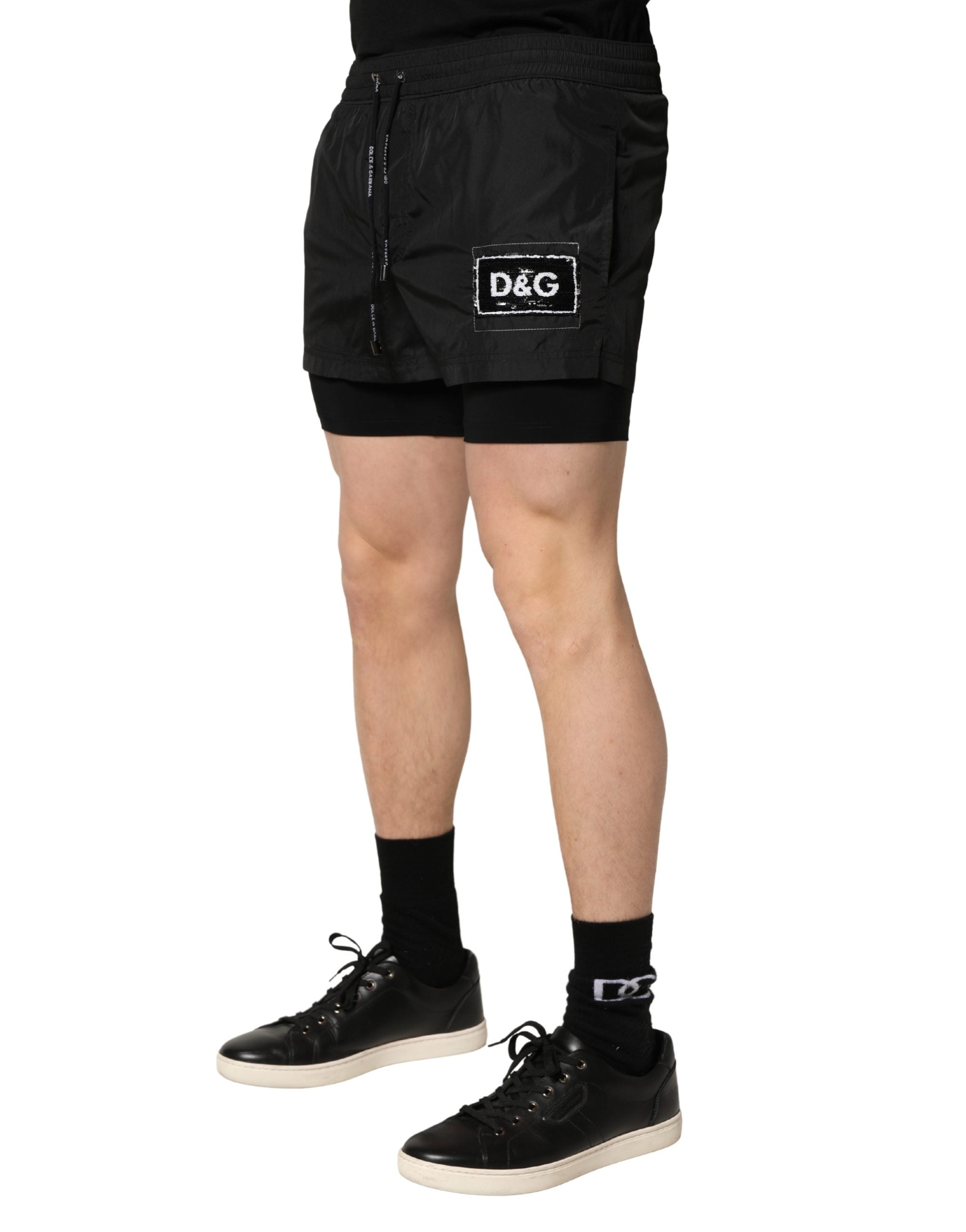 Dolce & Gabbana Black Polyester Drawstring Men Shorts Swimwear Dolce & Gabbana