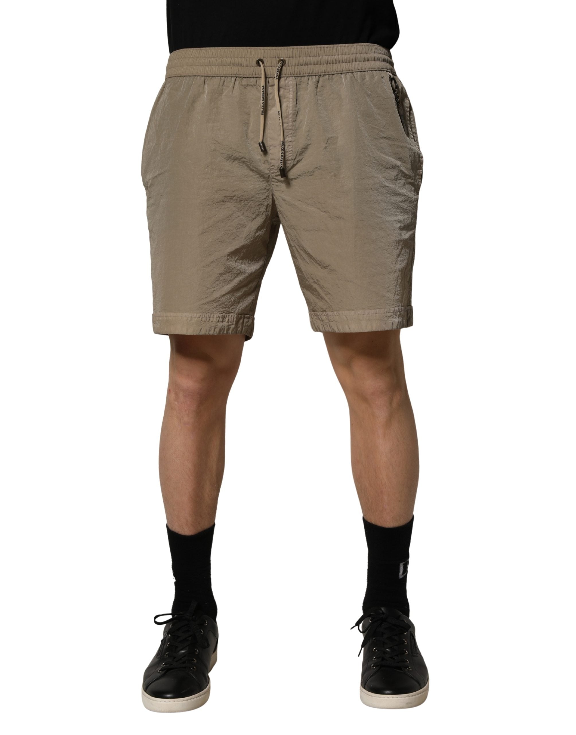 Dolce & Gabbana Brown Nylon Drawstring Swim Shorts Swimwear Dolce & Gabbana