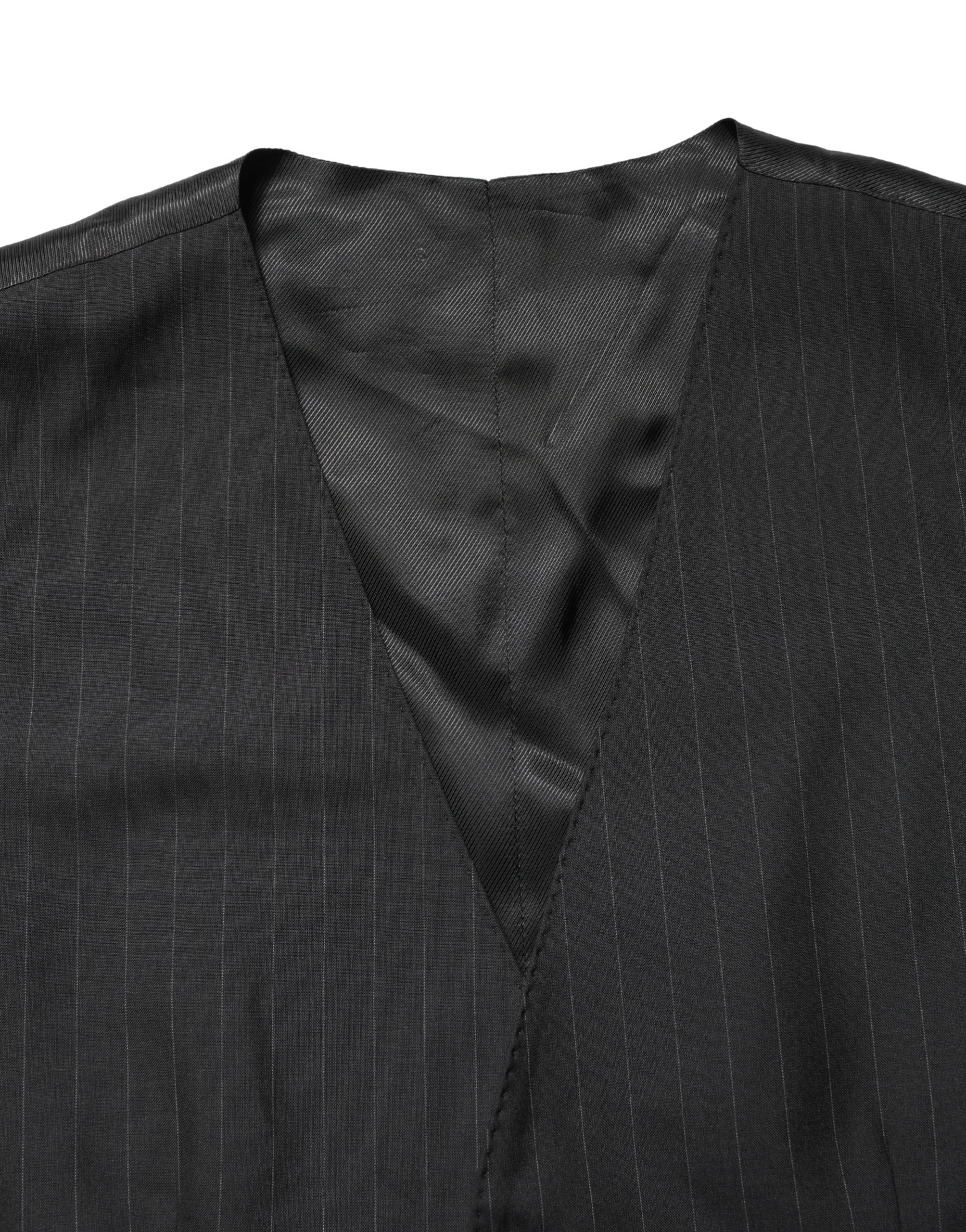 Dolce & Gabbana Black Stripe Single Breasted Waistcoat Vest Dolce & Gabbana