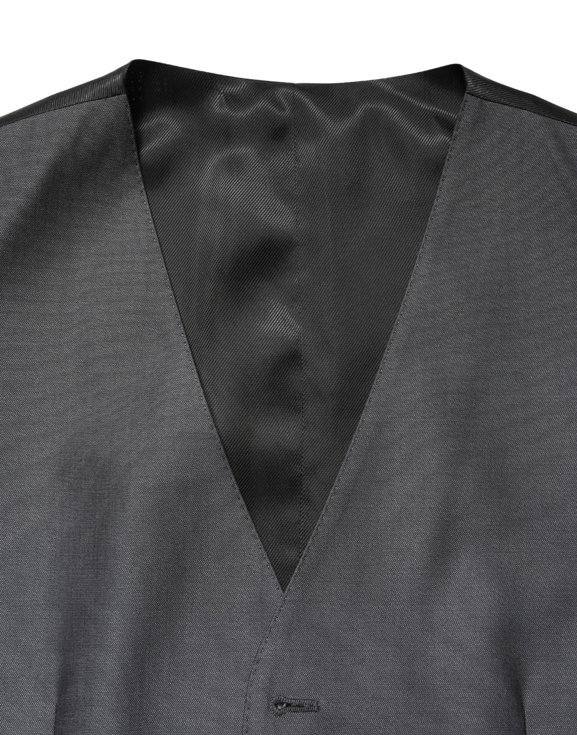 Dolce & Gabbana Dark Gray Single Breasted Men Waistcoat Vest Dolce & Gabbana