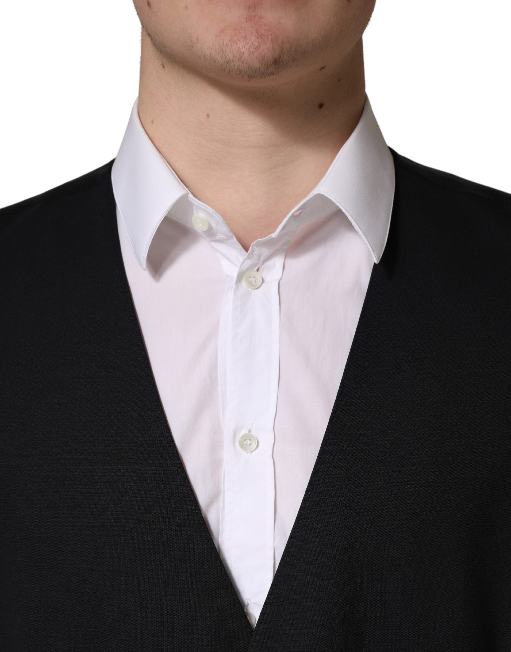 Dolce & Gabbana Black Wool Single Breasted Waistcoat Vest Dolce & Gabbana