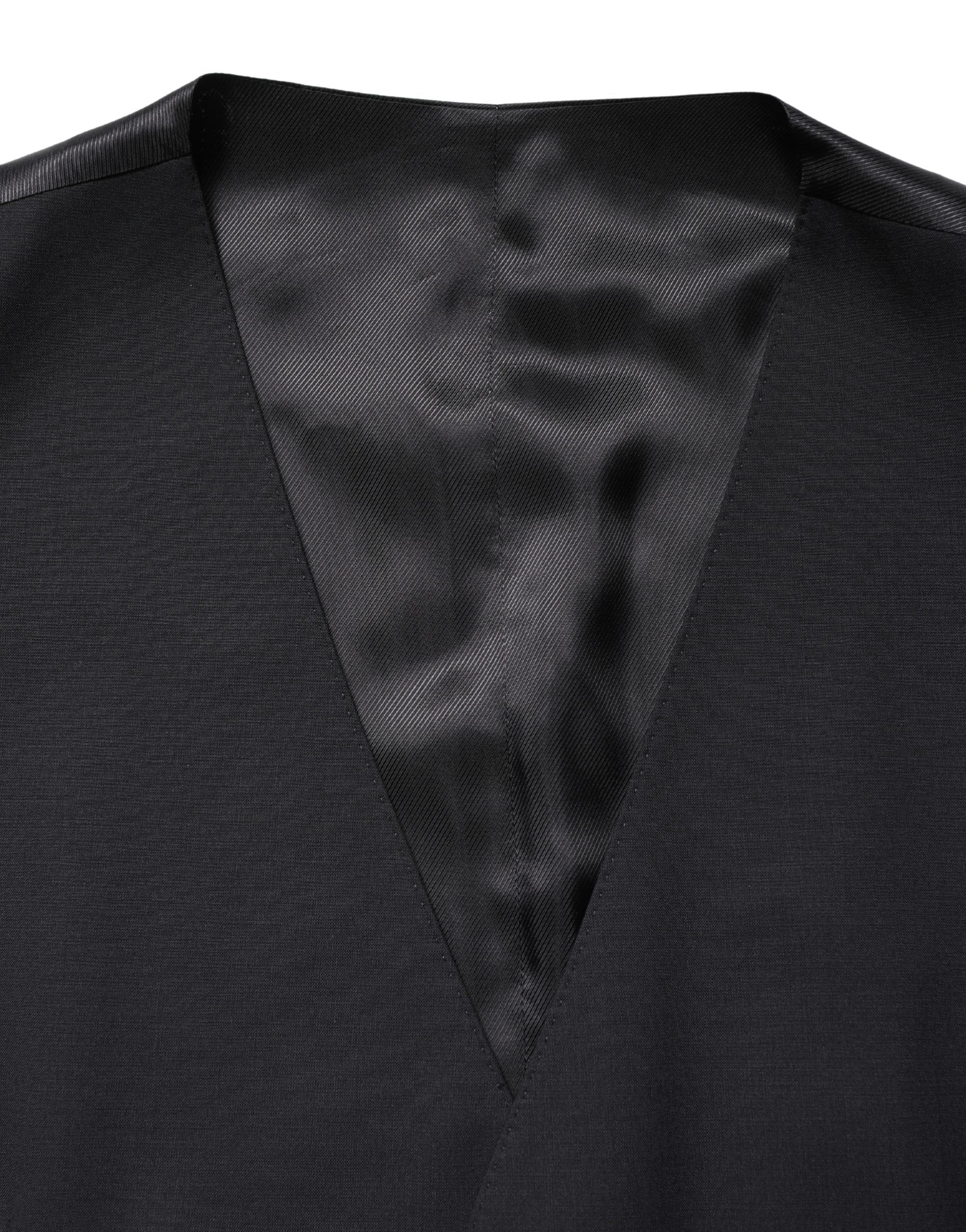 Dolce & Gabbana Black Wool Single Breasted Waistcoat Vest Dolce & Gabbana