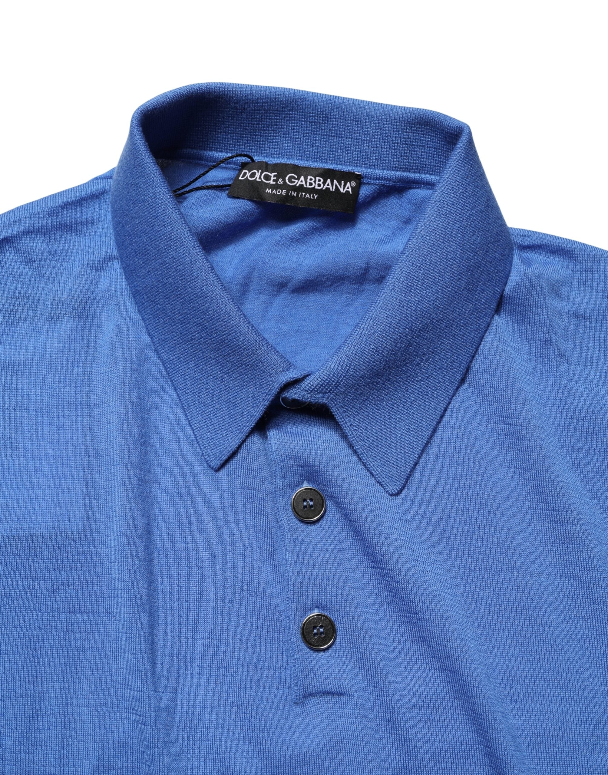 Dolce & Gabbana Blue Cashmere Short Sleeves Polo T-shirt Dolce & Gabbana