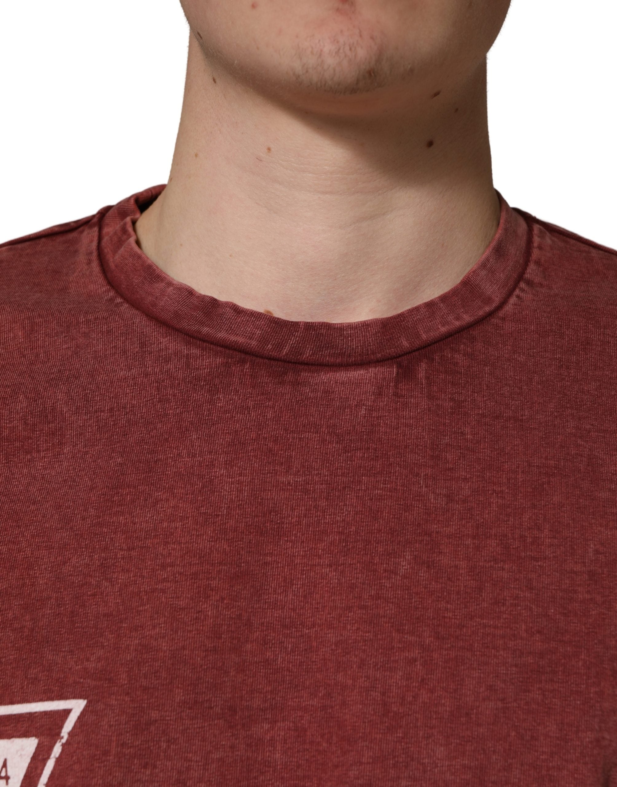 Dolce & Gabbana Maroon Print Round Neck Short Sleeve T-shirt Dolce & Gabbana