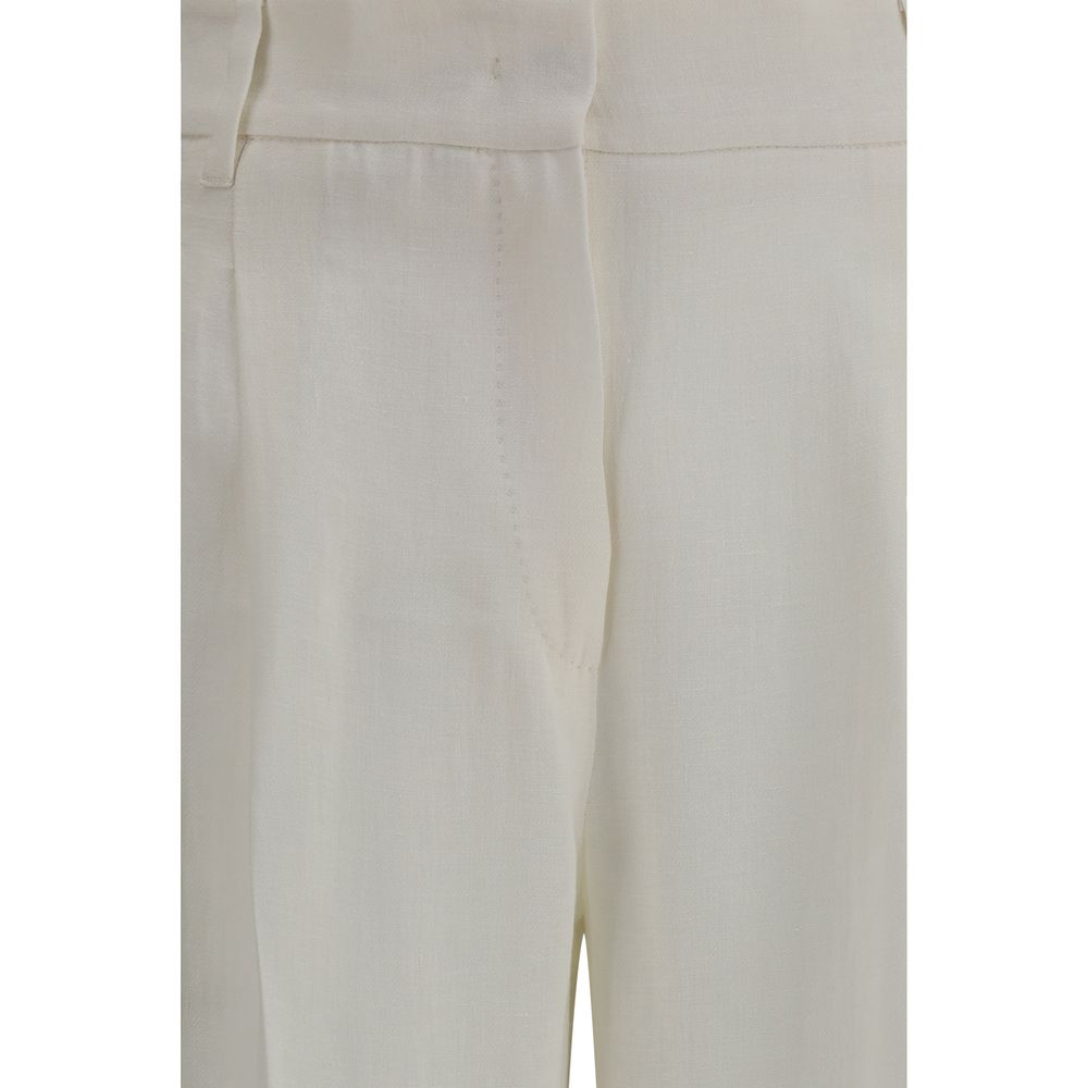 Max Mara White Linen Casual Pants Max Mara