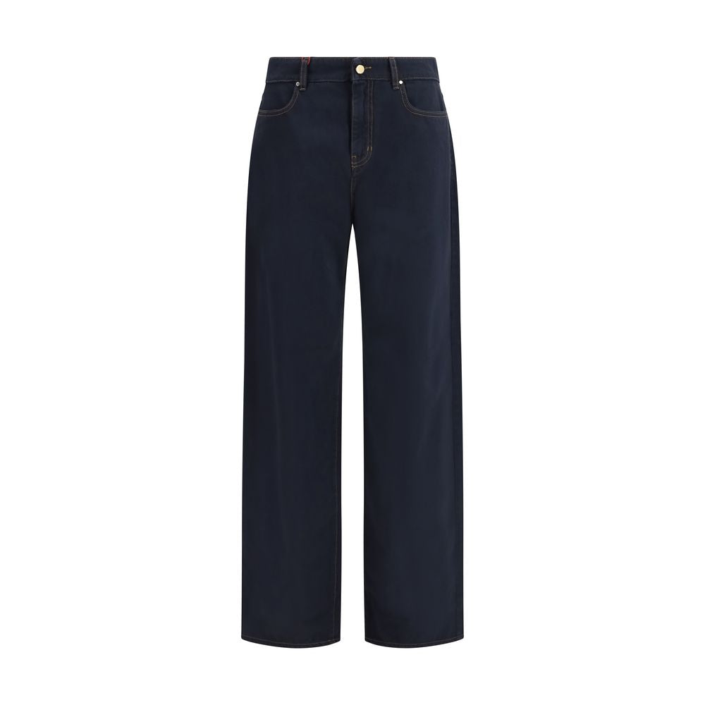 Max Mara Blue Cotton Casual Pants Max Mara