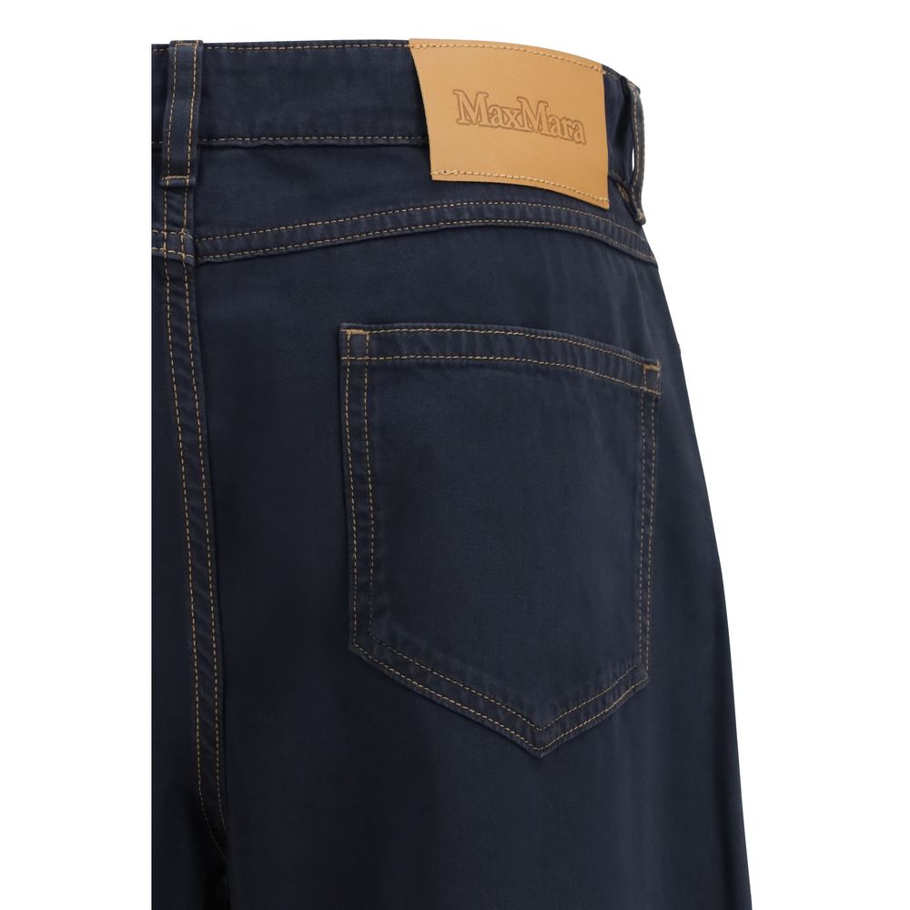 Max Mara Blue Cotton Casual Pants Max Mara