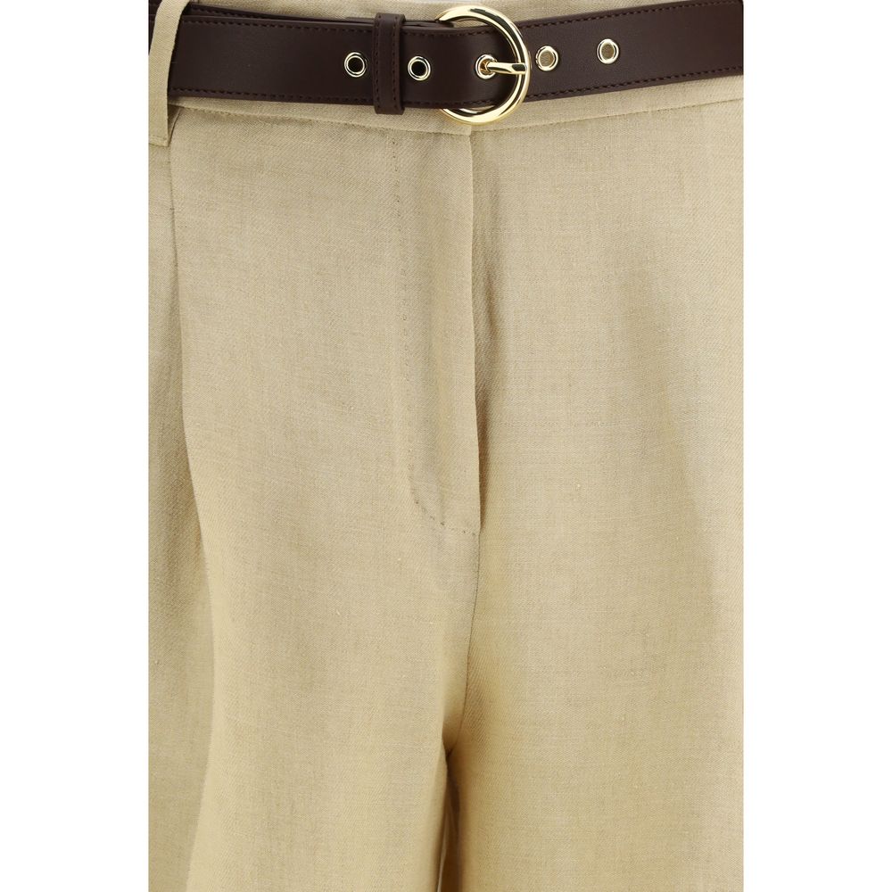 Max Mara Beige Linen Casual Pants Max Mara