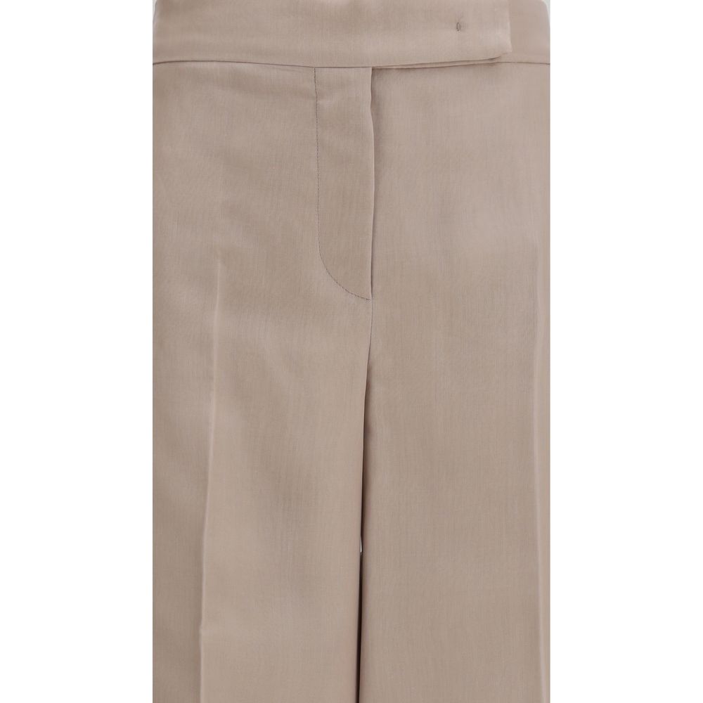 Max Mara Beige Silk Casual Pants Max Mara