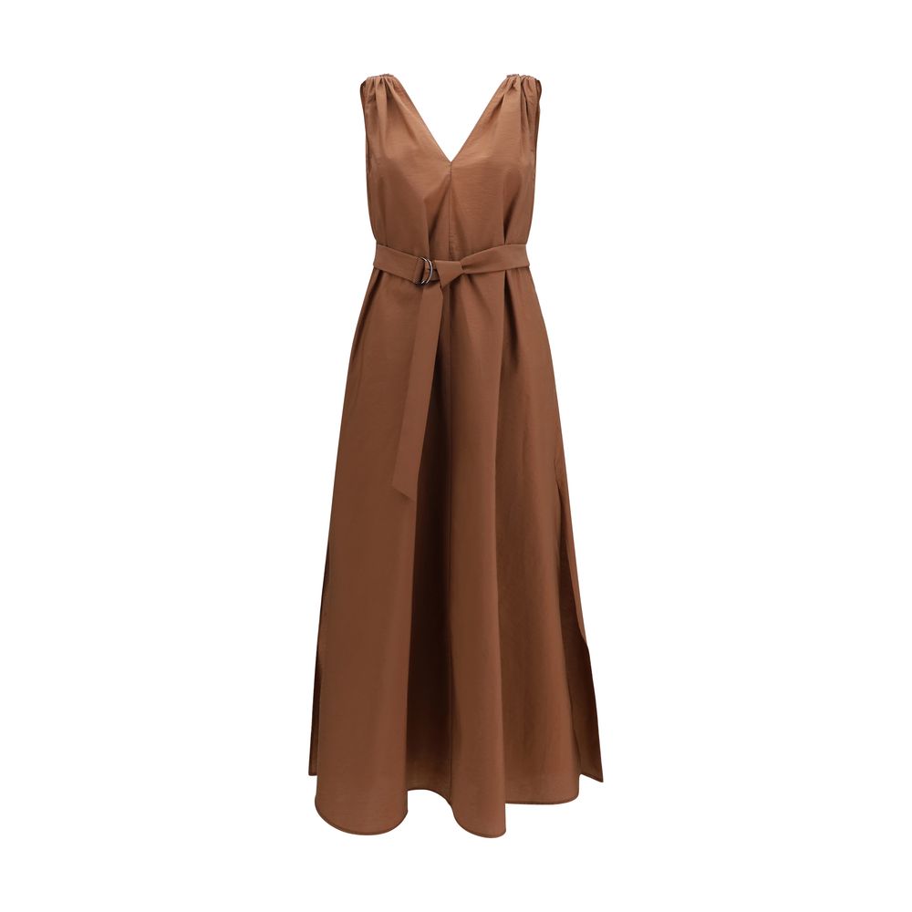 Brunello Cucinelli Brown Polyamide Casual Dress Brunello Cucinelli