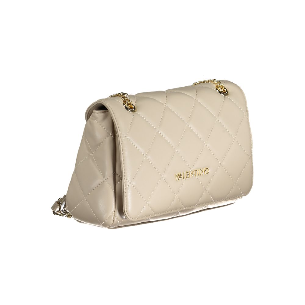 Valentino Beige Polyurethane Women's Bag with Chain Handles and Pockets Valentino