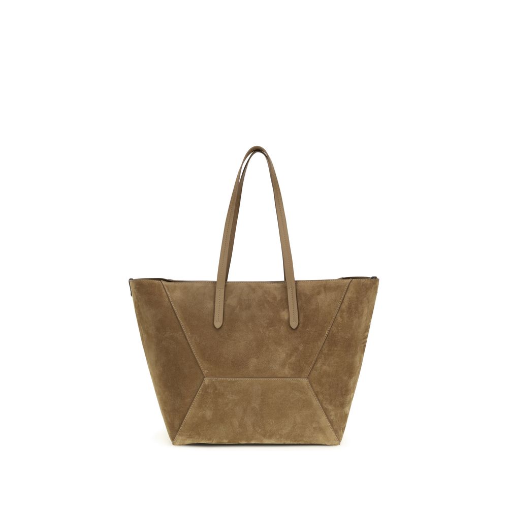 Brunello Cucinelli Beige Calf Leather Bos Taurus Shoulder Bag Brunello Cucinelli