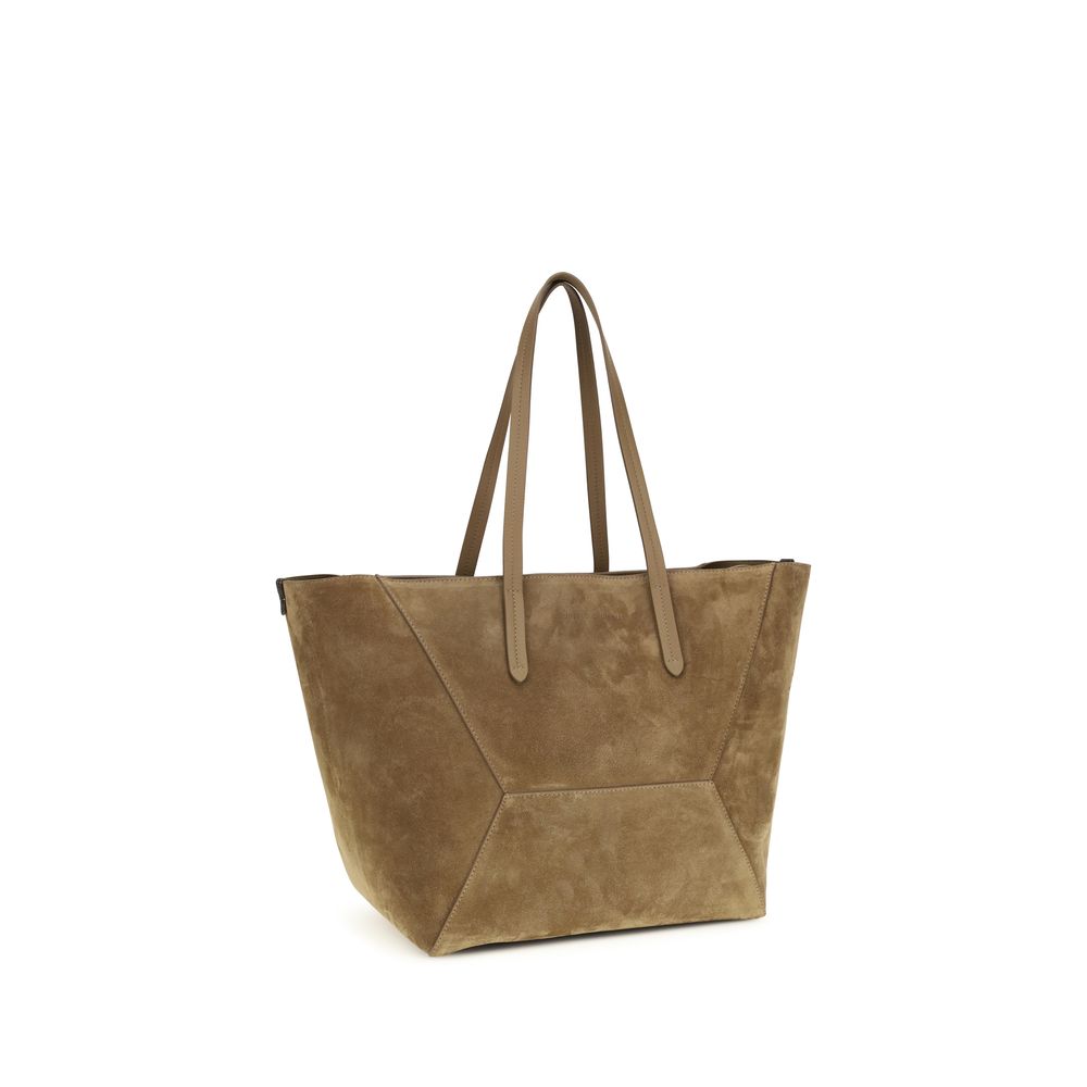 Brunello Cucinelli Beige Calf Leather Bos Taurus Shoulder Bag Brunello Cucinelli