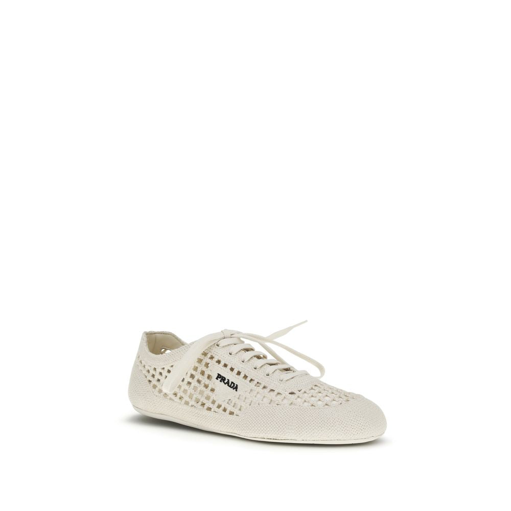 Prada Beige Fabric Low Top Sneakers Prada