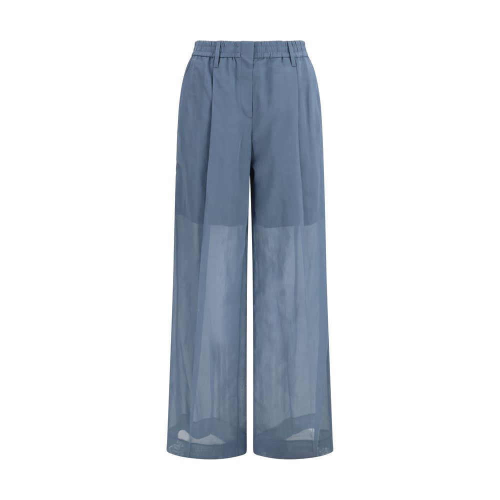 Brunello Cucinelli Blue Cotton Casual Pants Brunello Cucinelli