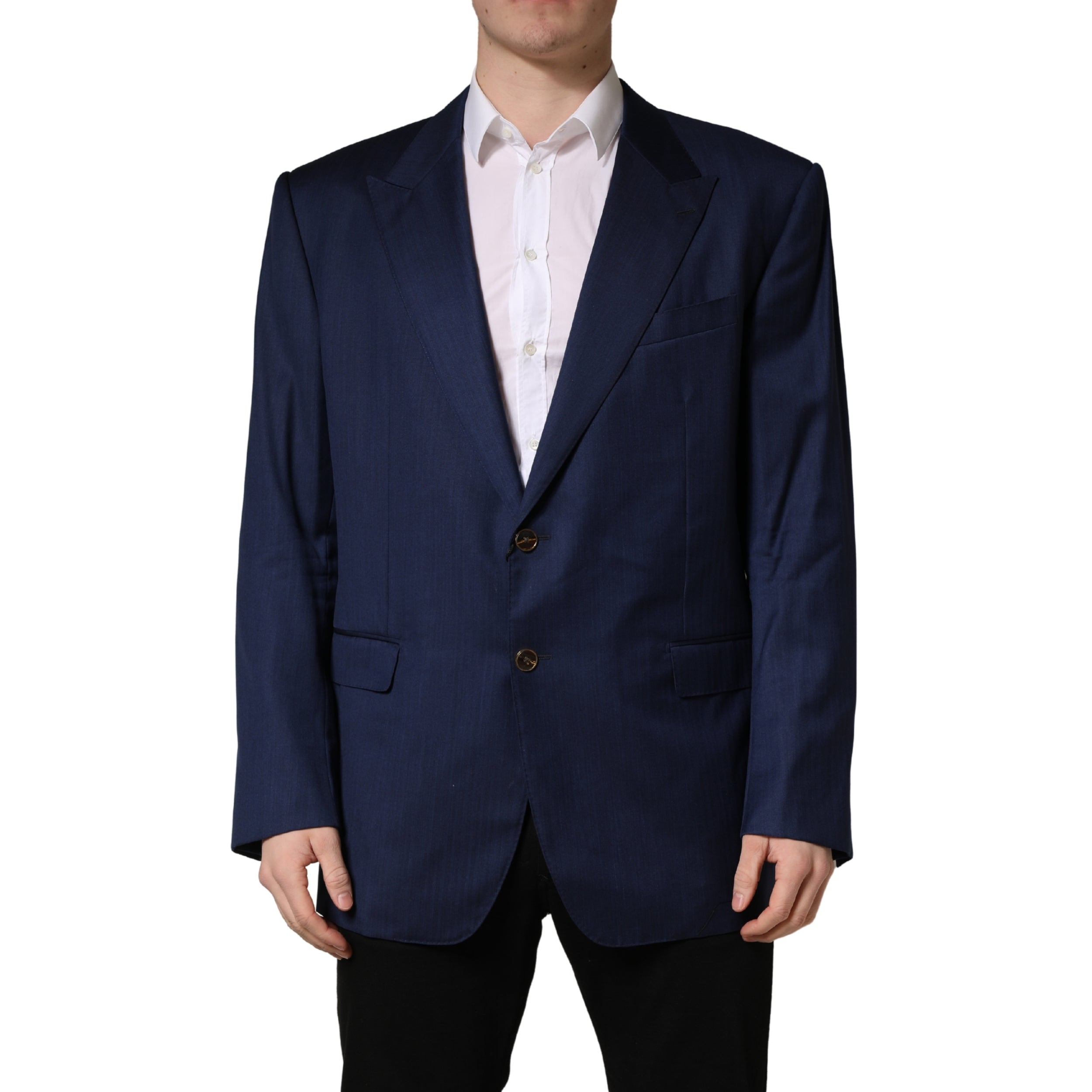 Dolce & Gabbana Blue Single Breasted 2 Button Suit Jacket Dolce & Gabbana