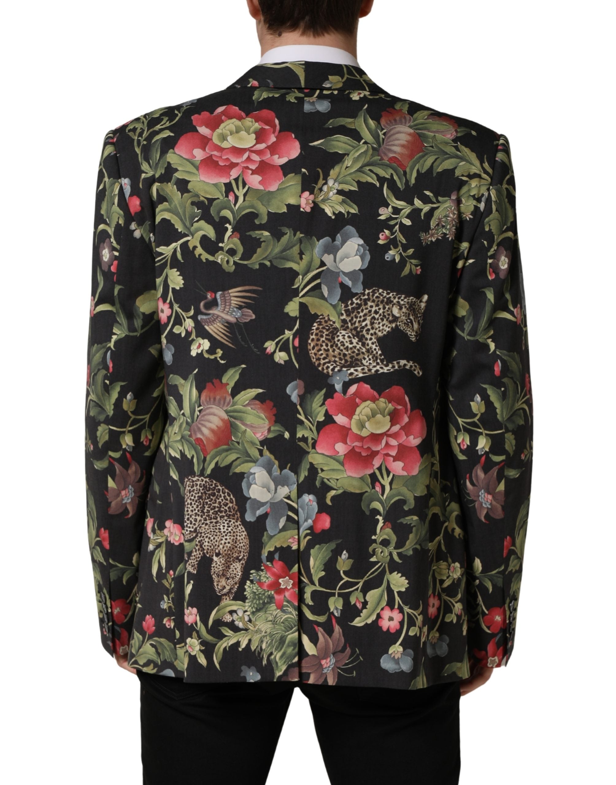 Dolce & Gabbana Multicolor Floral Leopard 1 Button Men Suit Jacket Dolce & Gabbana