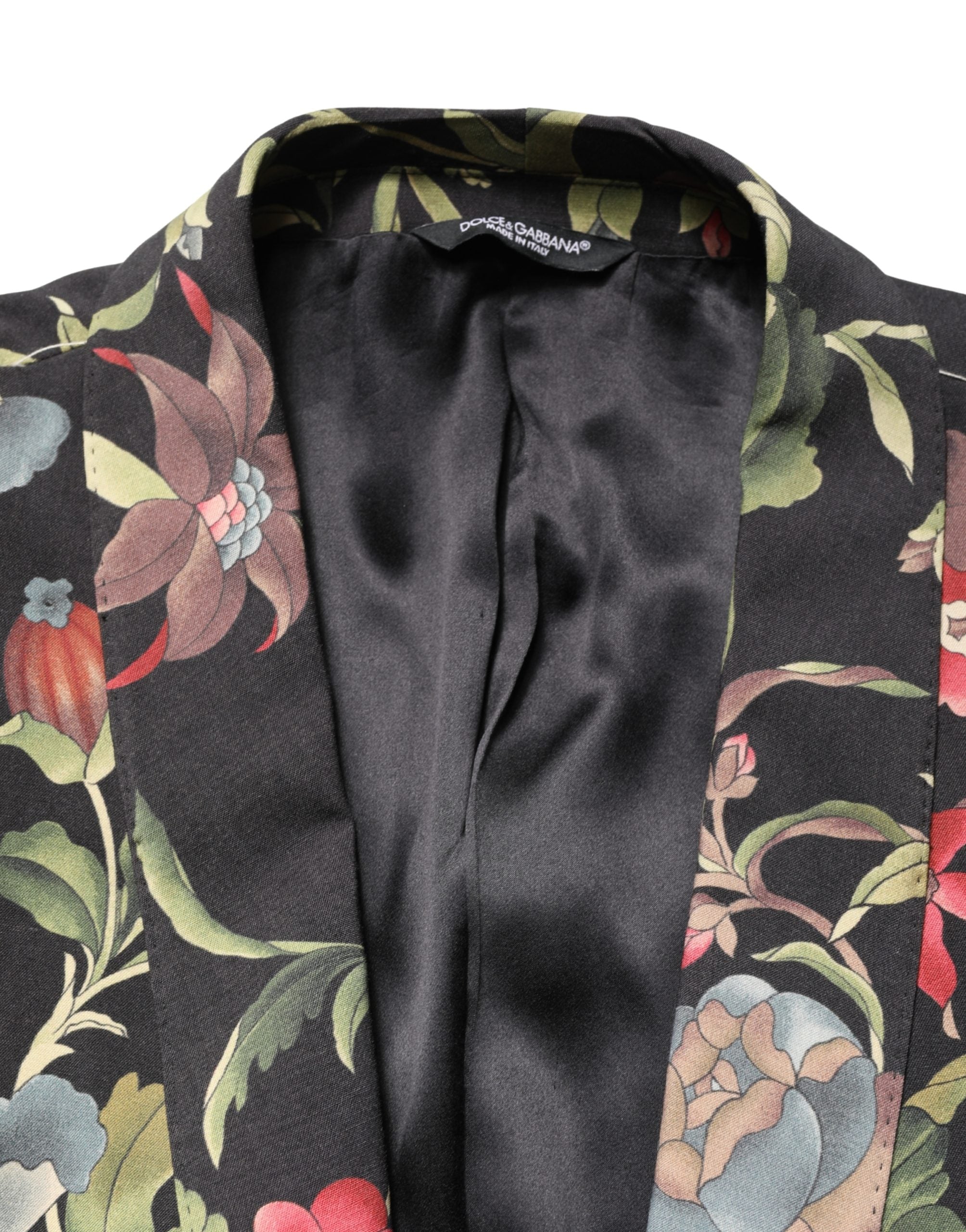 Dolce & Gabbana Multicolor Floral Leopard 1 Button Men Suit Jacket Dolce & Gabbana