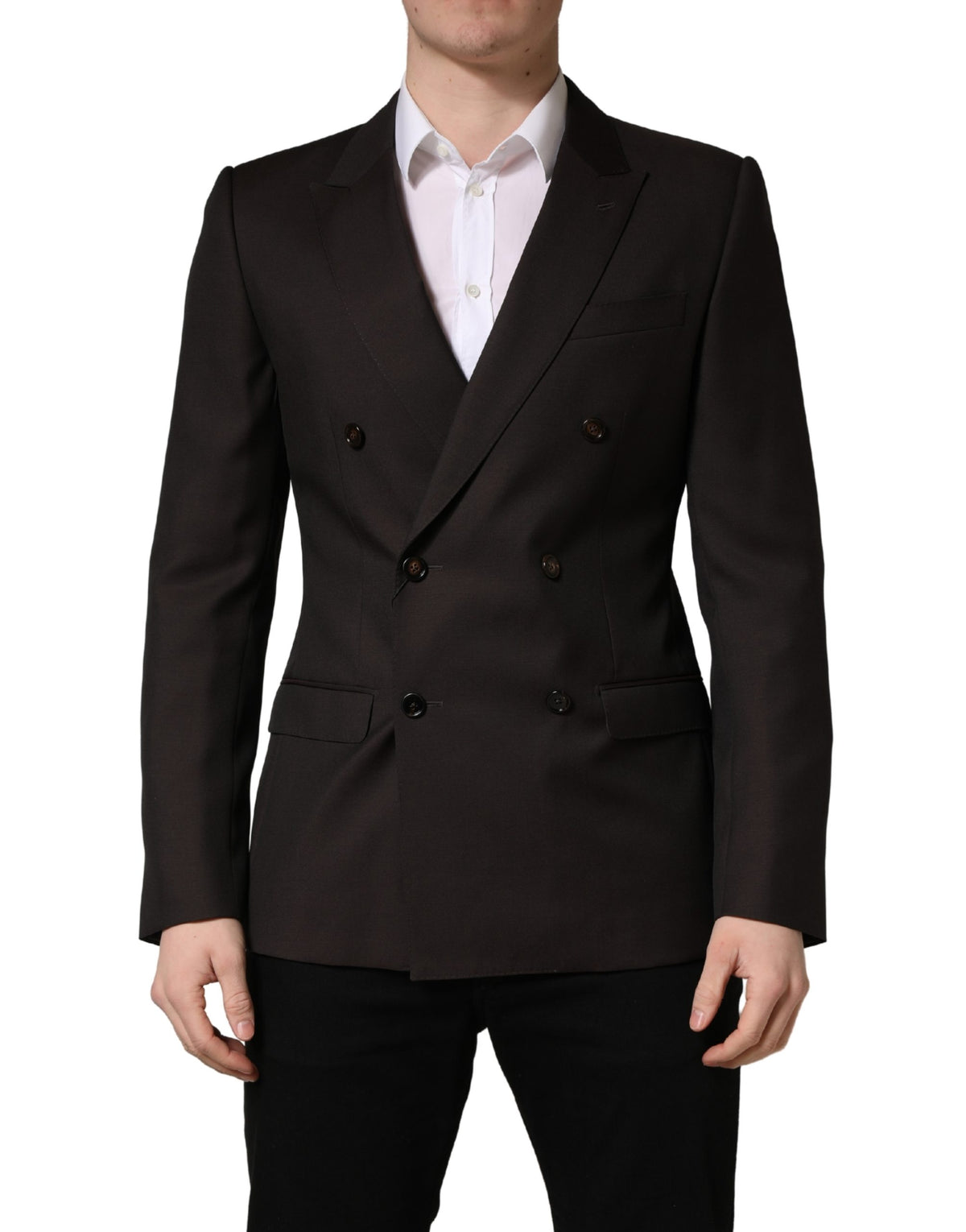 Dolce & Gabbana Dark Violet Wool Double Breasted Suit Jacket