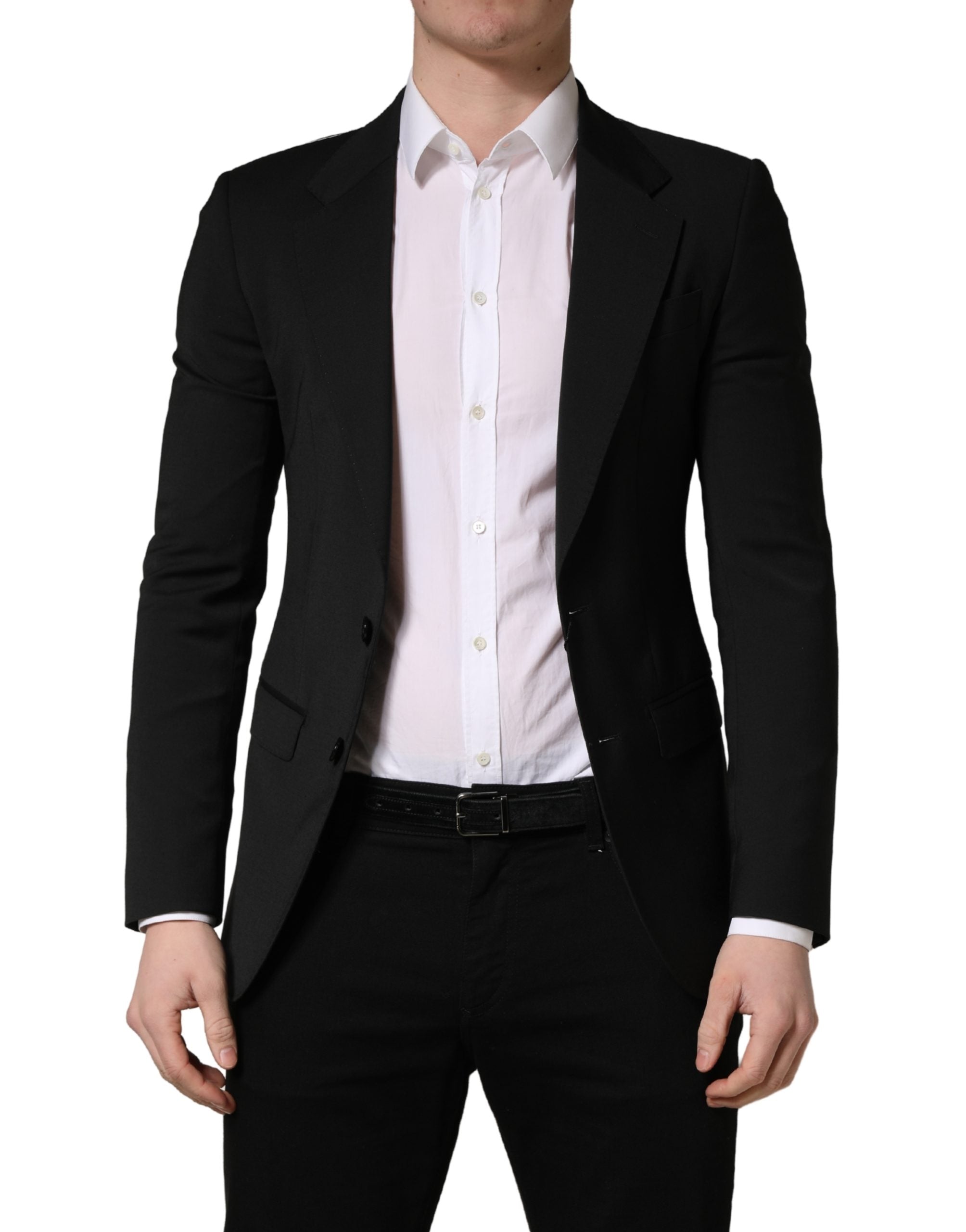 Dolce & Gabbana Black Polyester 2 Buttons Men Suit Jacket Dolce & Gabbana