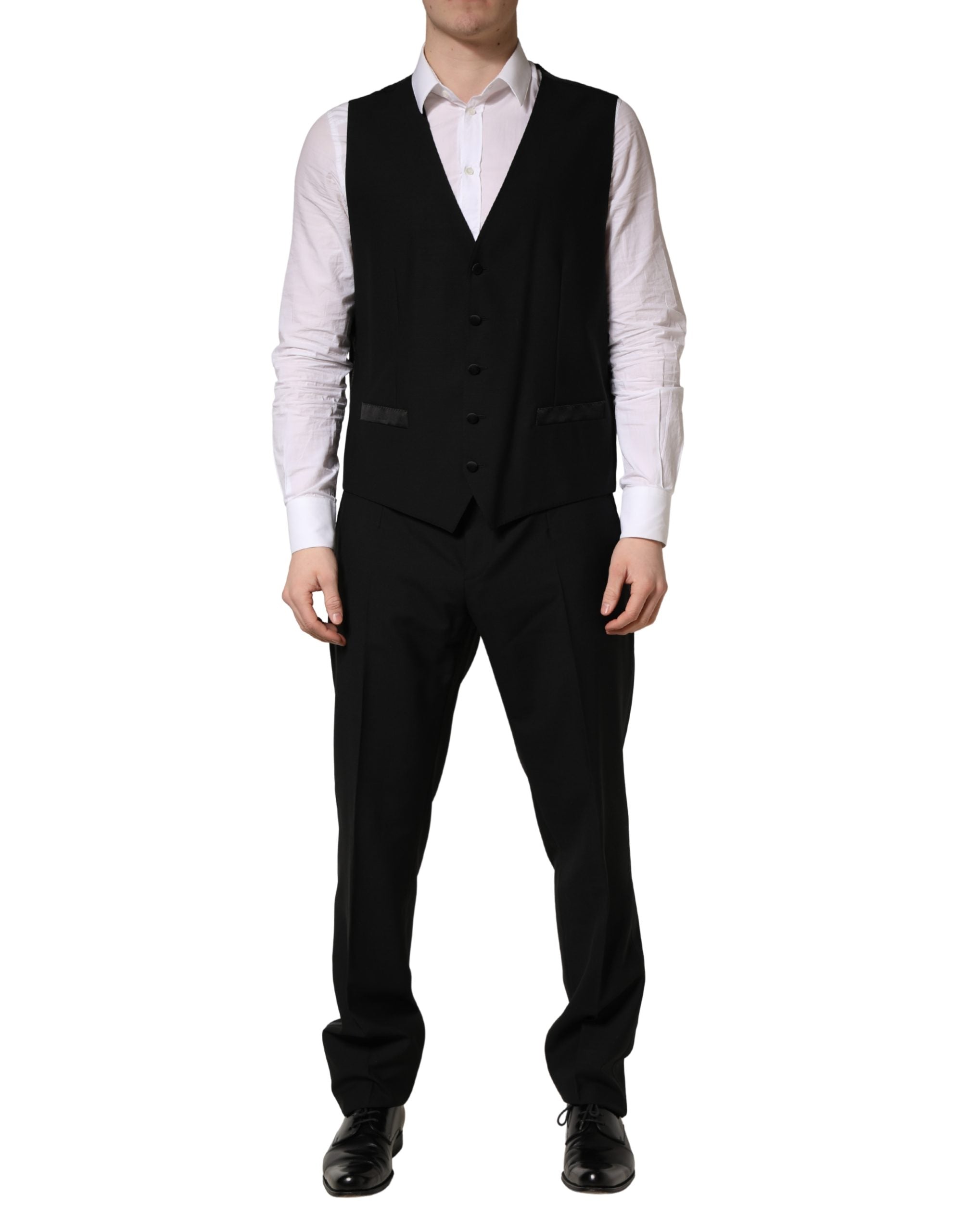 Dolce & Gabbana Black Wool Silk Saxophone Slim Fit 3Pc Suit Dolce & Gabbana