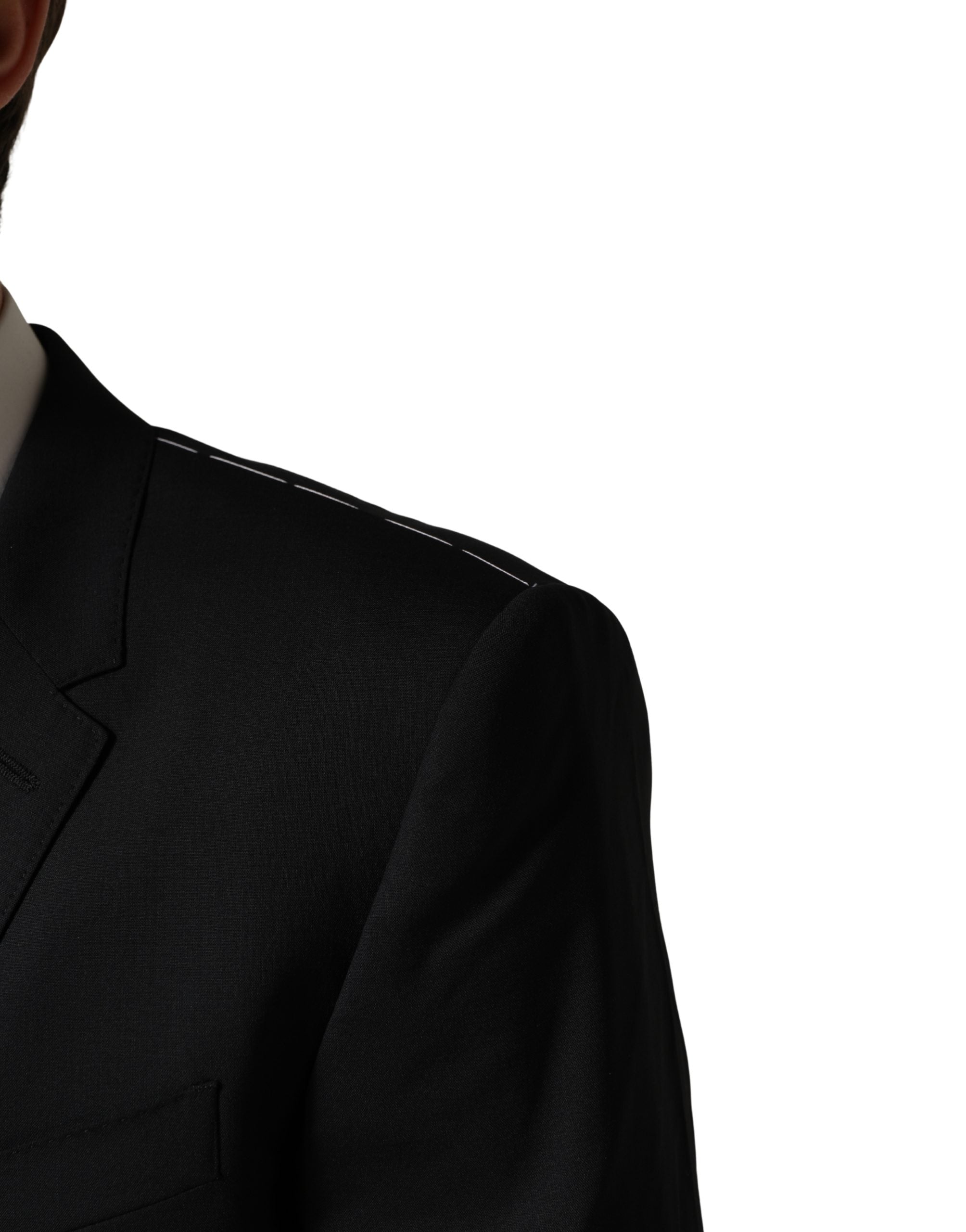 Dolce & Gabbana Black Wool Slim Fit Formal 3 Piece Men Suit Dolce & Gabbana