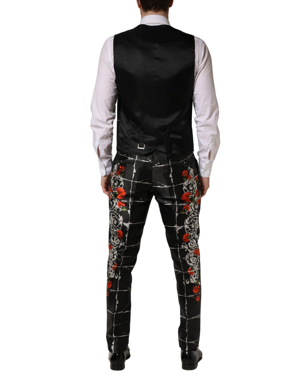 Dolce & Gabbana Black Floral 2 Buttons Formal 3 Piece Suit