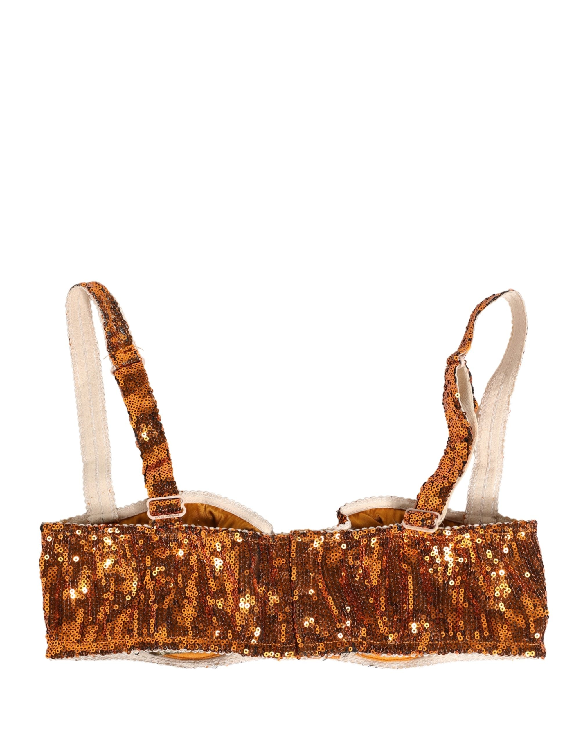 Dolce & Gabbana Gold Sequined Nyon Balconnet Bra Underwear Dolce & Gabbana