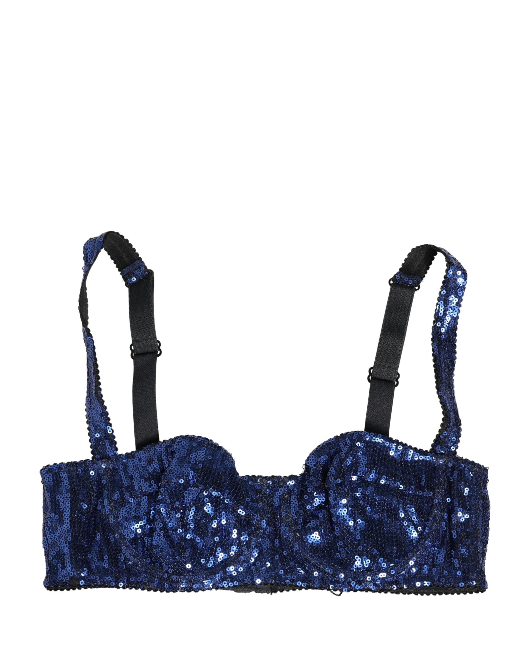 Dolce & Gabbana Blue Sequined Nyon Balconnet Bra Underwear Dolce & Gabbana
