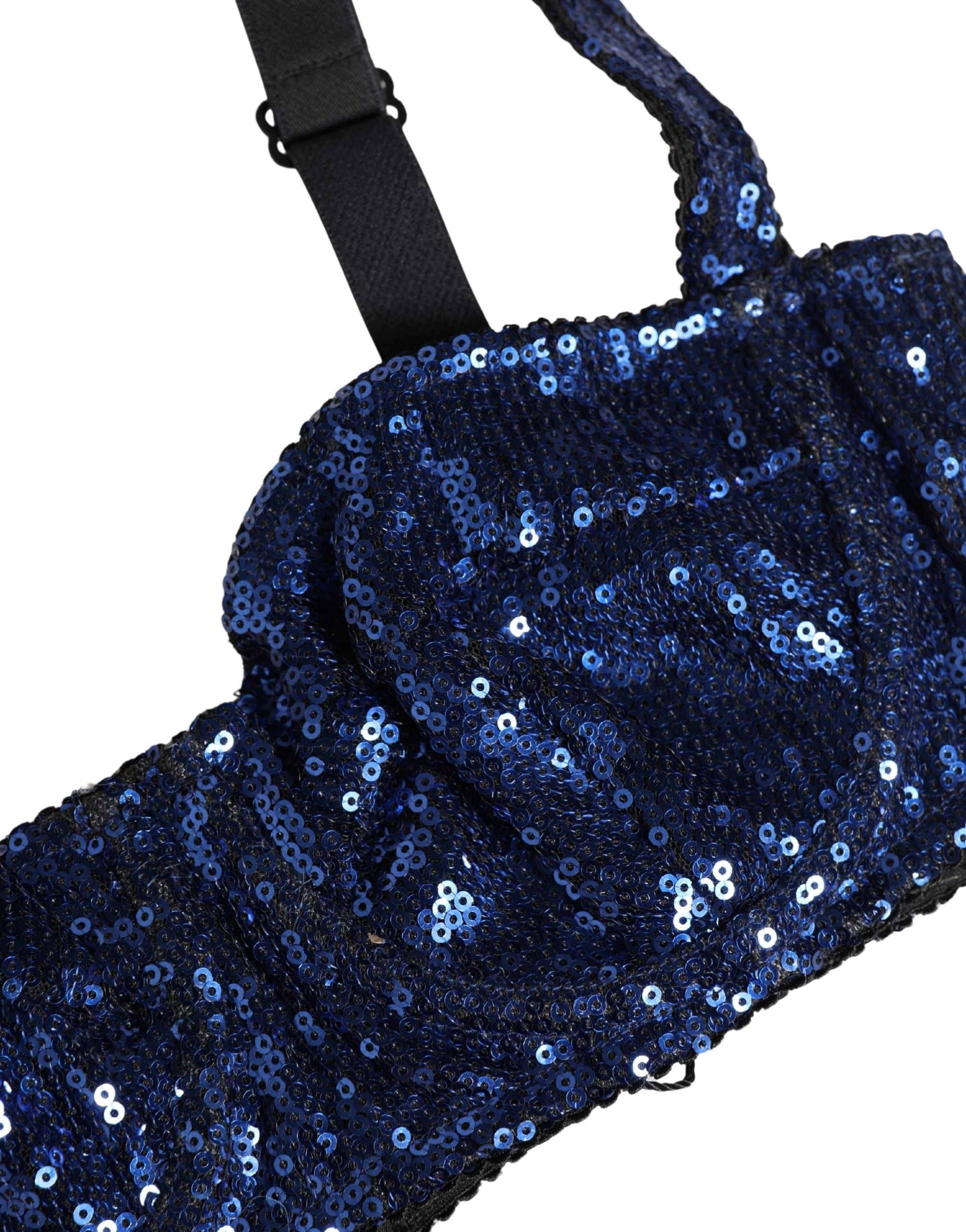 Dolce & Gabbana Blue Sequined Nyon Balconnet Bra Underwear Dolce & Gabbana