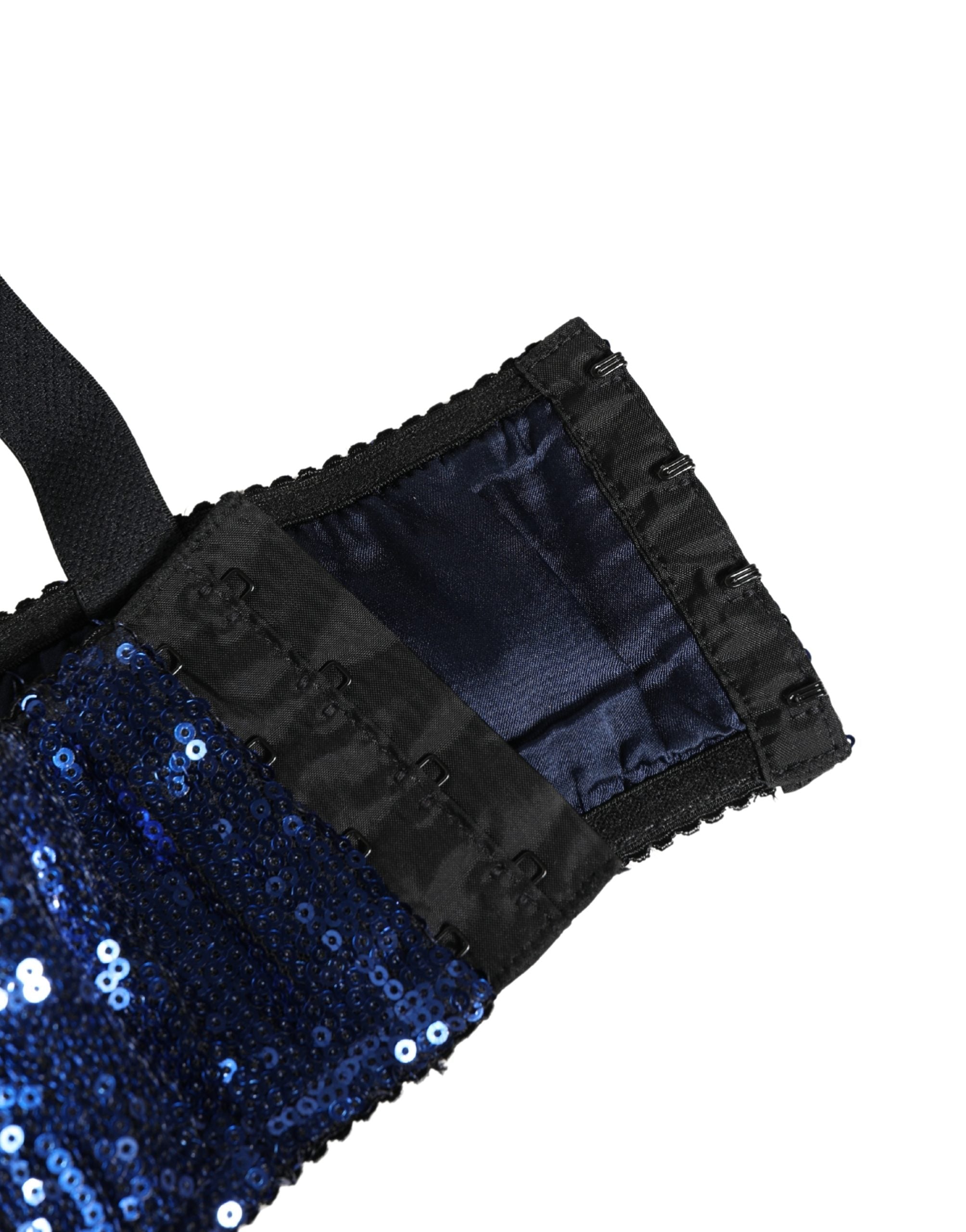 Dolce & Gabbana Blue Sequined Nyon Balconnet Bra Underwear Dolce & Gabbana