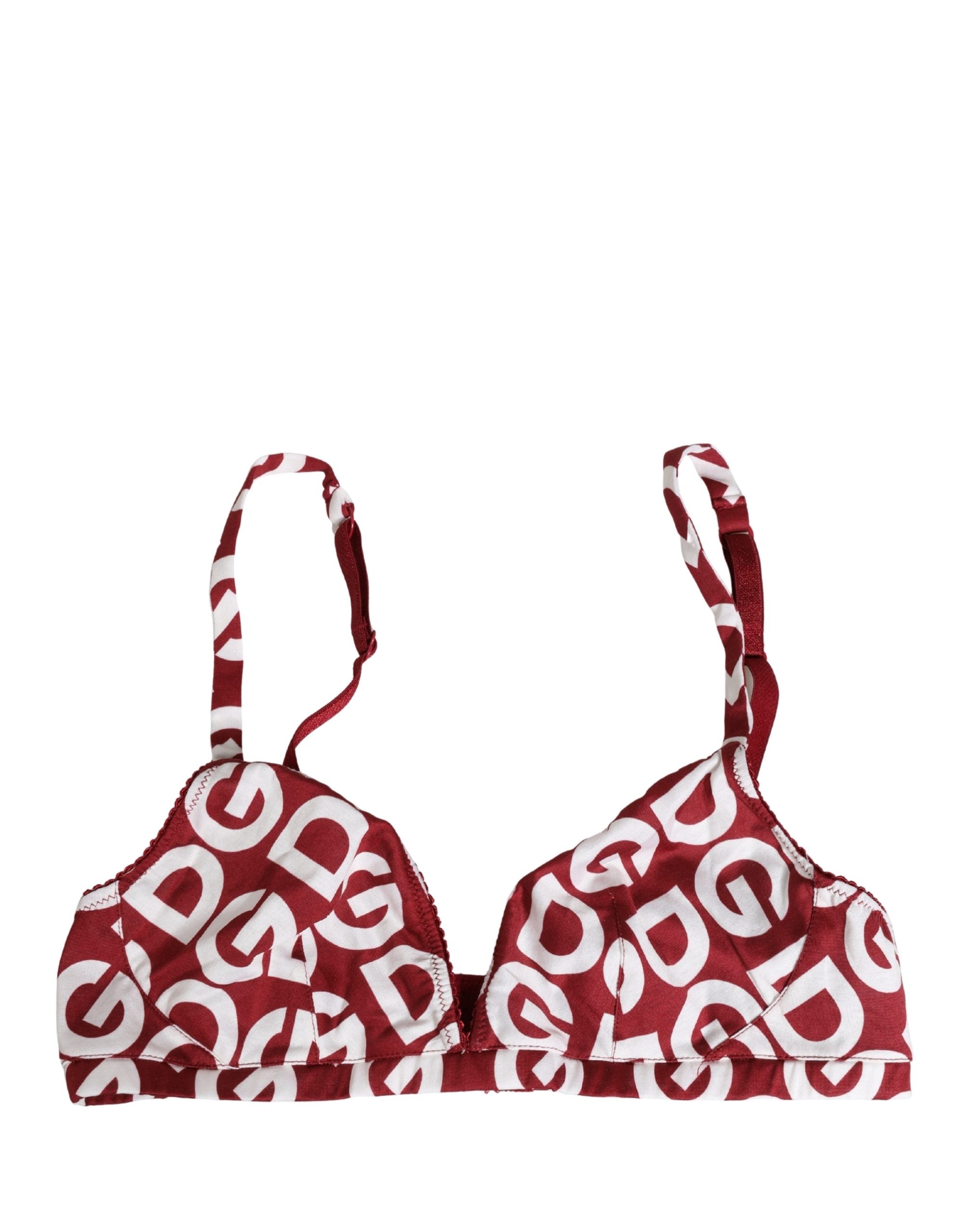 Dolce & Gabbana Red Logo Monogram Cotton Soft Cup Bra Underwear Dolce & Gabbana