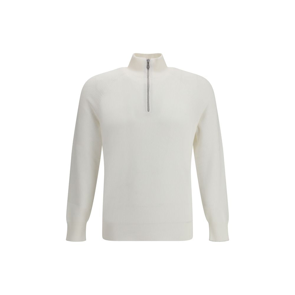 Brunello Cucinelli White Cotton Sweatshirt Brunello Cucinelli