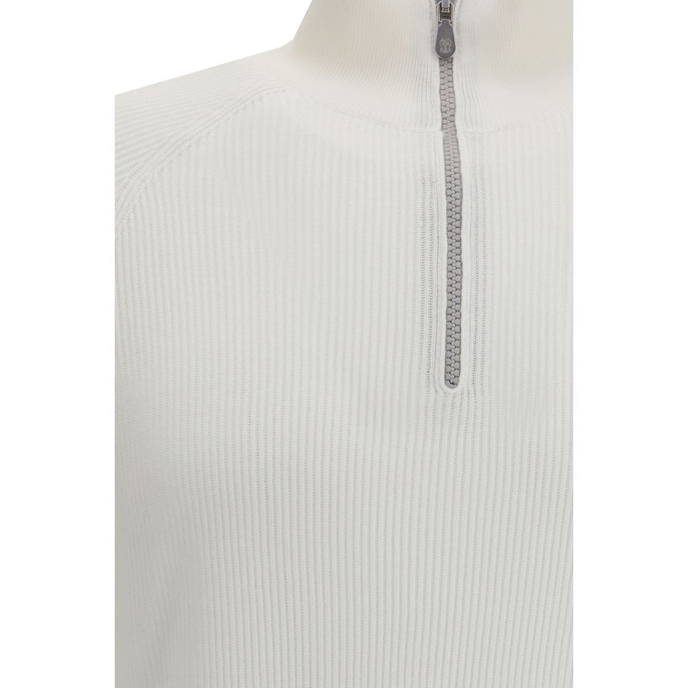 Brunello Cucinelli White Cotton Sweatshirt Brunello Cucinelli