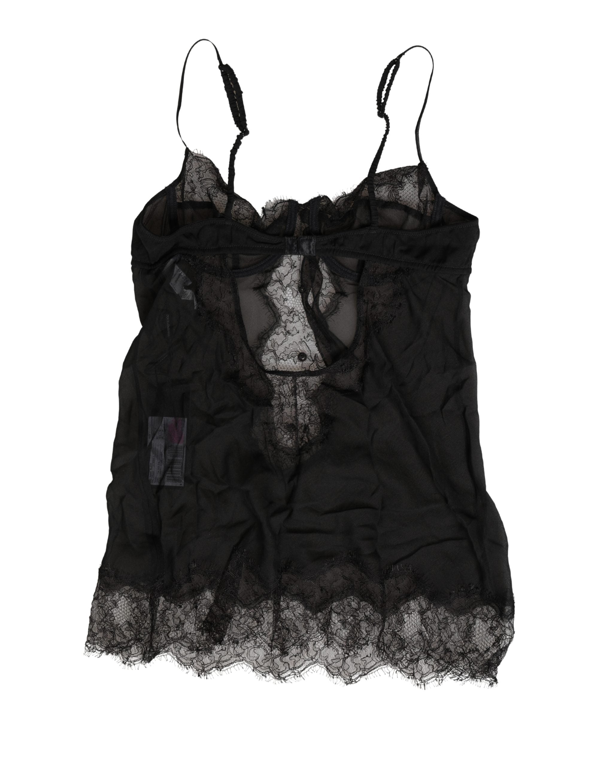 Dolce & Gabbana Black Silk Lace Lingerie Chemise Top Underwear Dolce & Gabbana