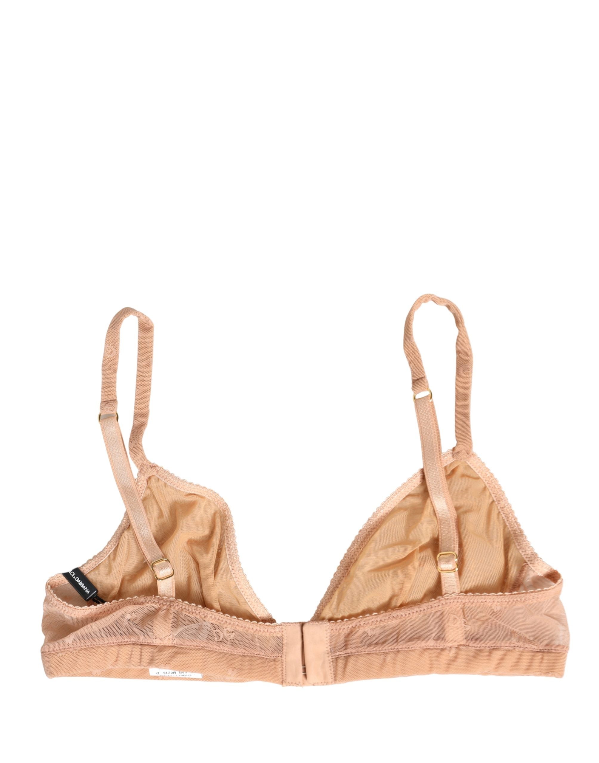 Dolce & Gabbana Beige Nylon Stretch Soft Cup Brassiere Underwear Dolce & Gabbana