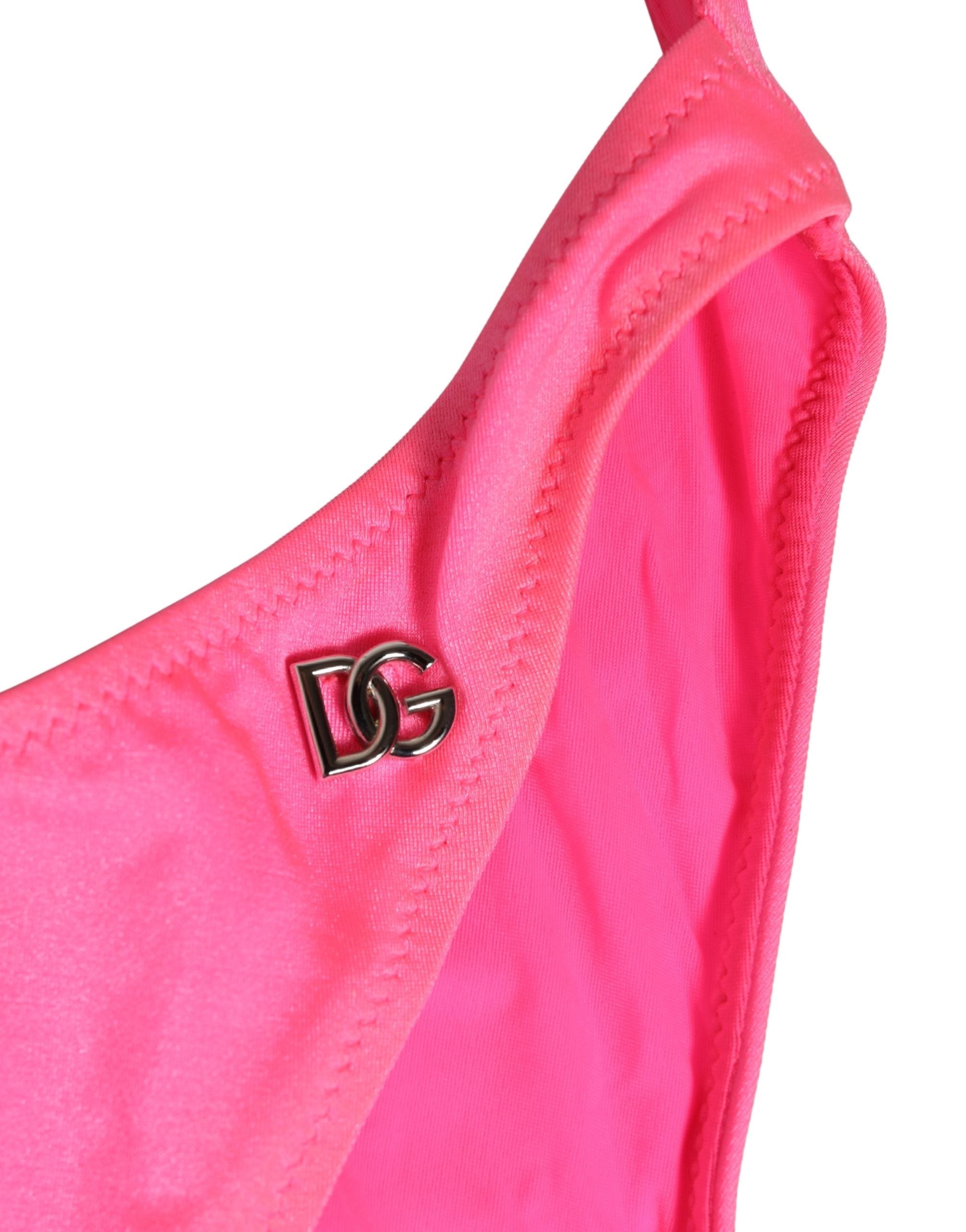 Dolce & Gabbana Pink Cut-Out High Leg One Piece Swimsuit Swimwear Dolce & Gabbana