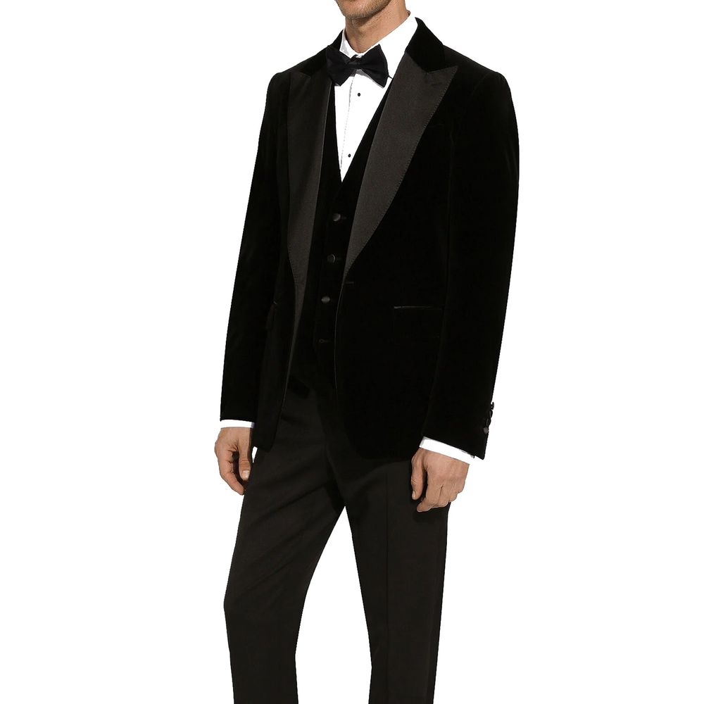 Dolce & Gabbana Black Cotton Tuxedo Dolce & Gabbana