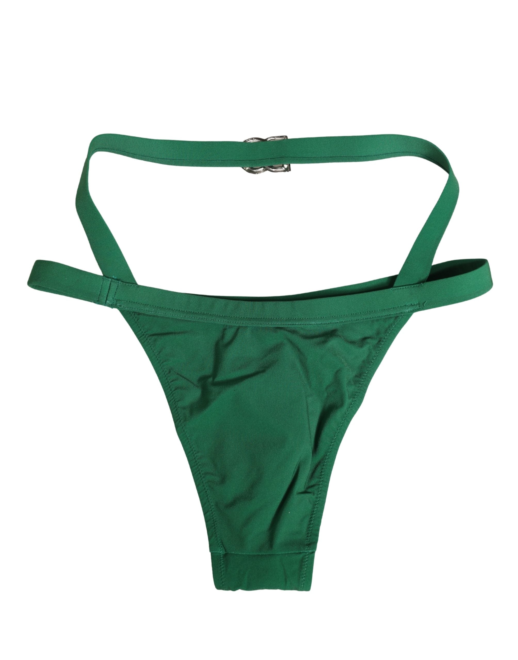 Dolce & Gabbana Green Logo Plaque Nylon Brief Panty Underwear Dolce & Gabbana