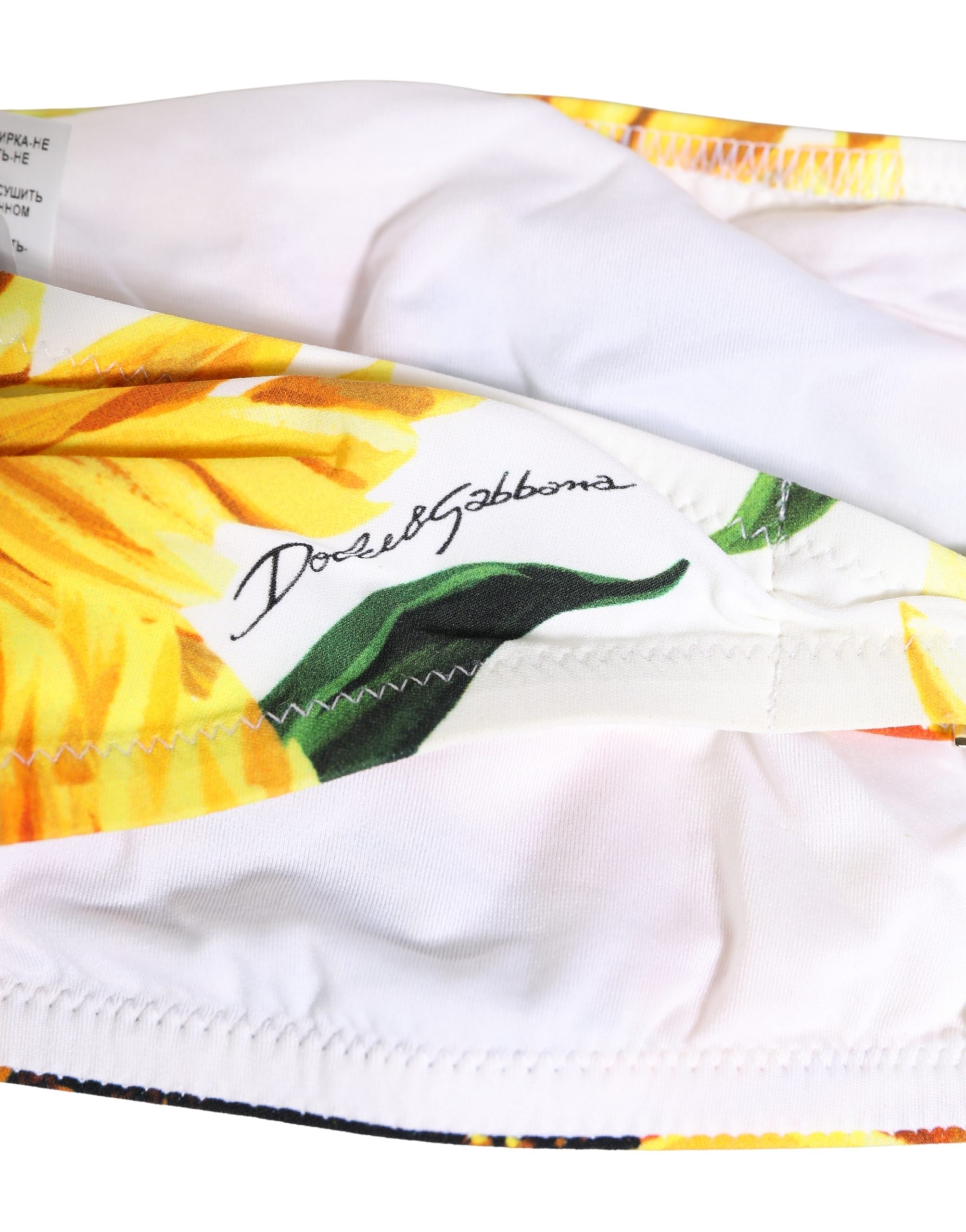 Dolce & Gabbana Multicolor Sunflower Print Bandeau Top Swimwear Dolce & Gabbana