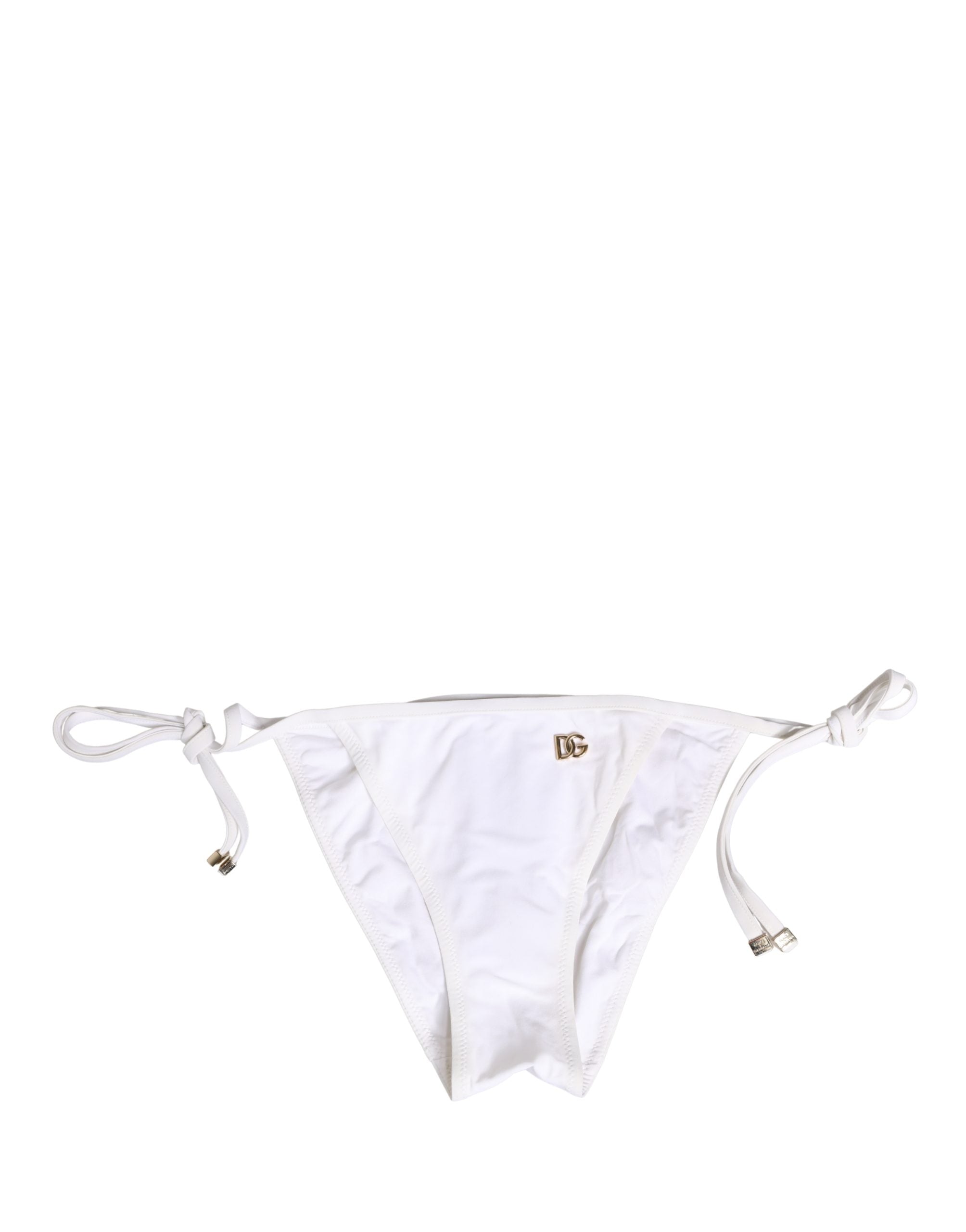 Dolce & Gabbana White Nylon DG Logo Plaque Bikini Bottom Swimwear Dolce & Gabbana
