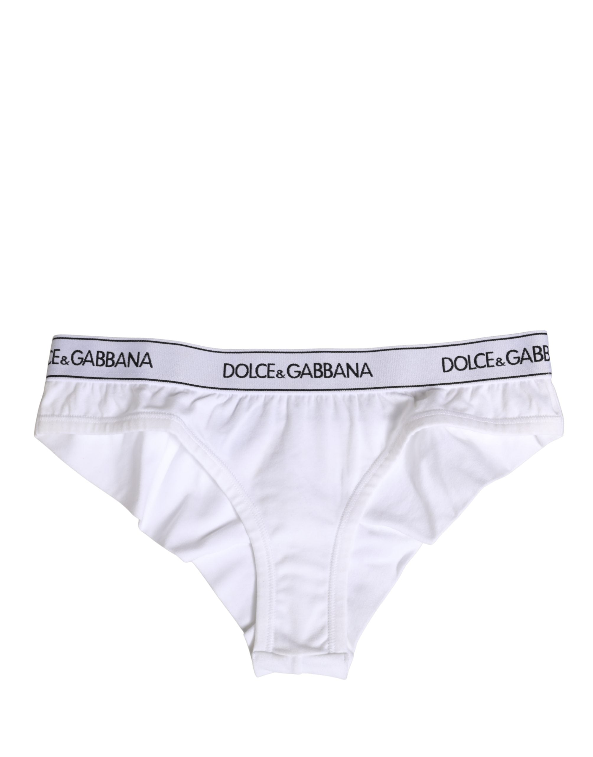 Dolce & Gabbana White Cotton Logo Waistband Brief Panty Underwear Dolce & Gabbana