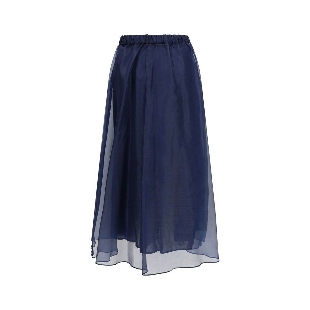 Max Mara Blue Cotton Long Skirt Max Mara