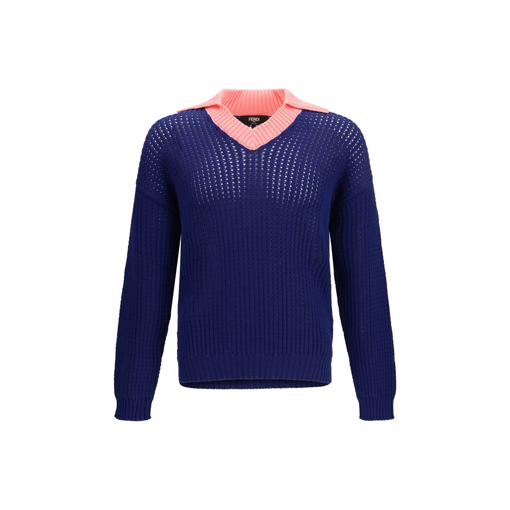 Fendi Blue Cotton Sweatshirt Fendi