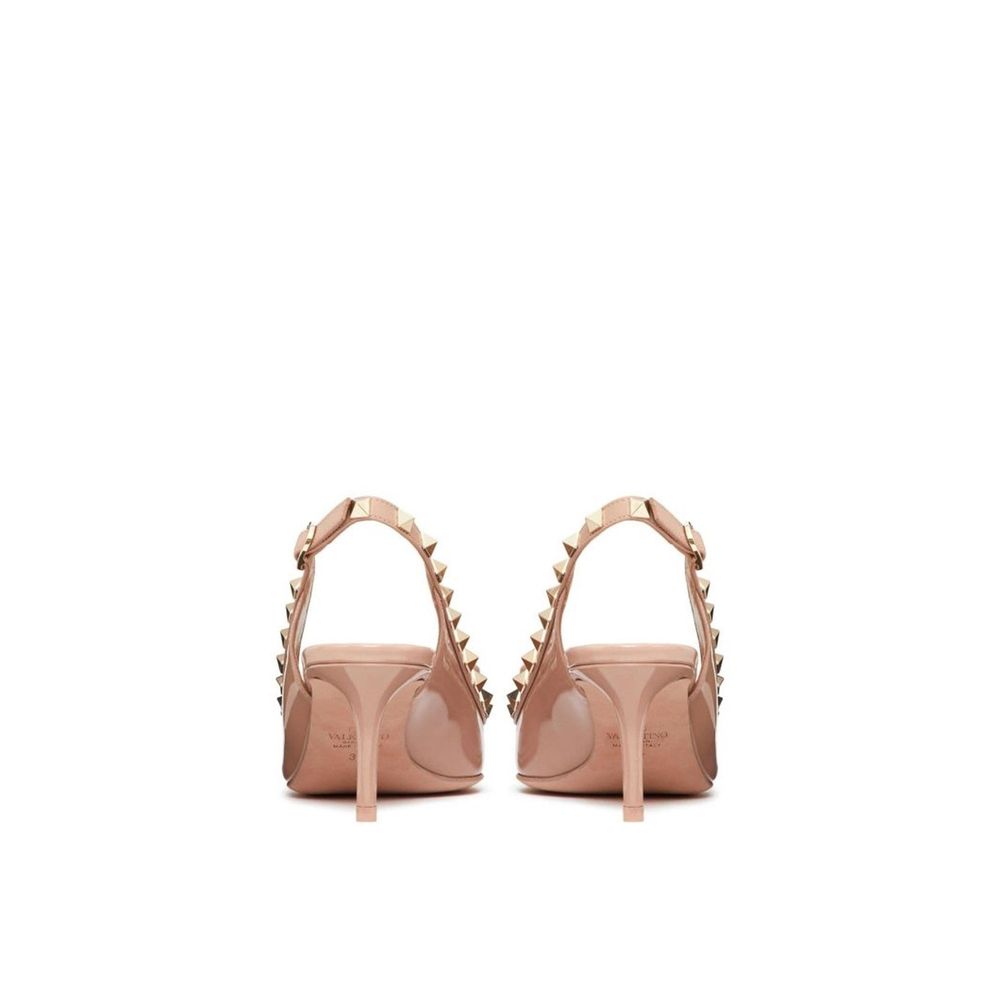 Valentino Garavani Beige Calfskin Mid Heel Pumps Valentino Garavani