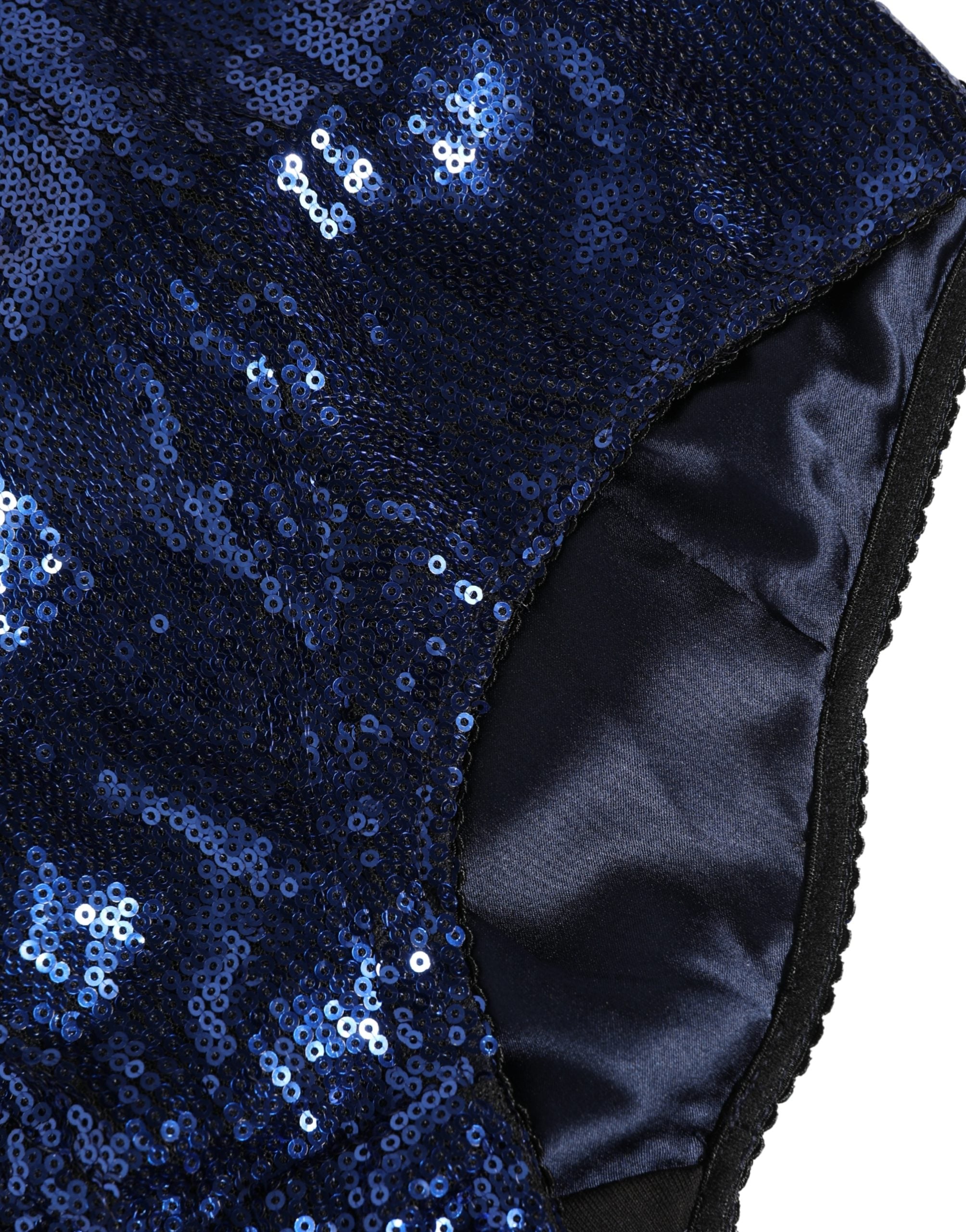 Dolce & Gabbana Blue Sequined High Waist Girdle Panty Underwear Dolce & Gabbana