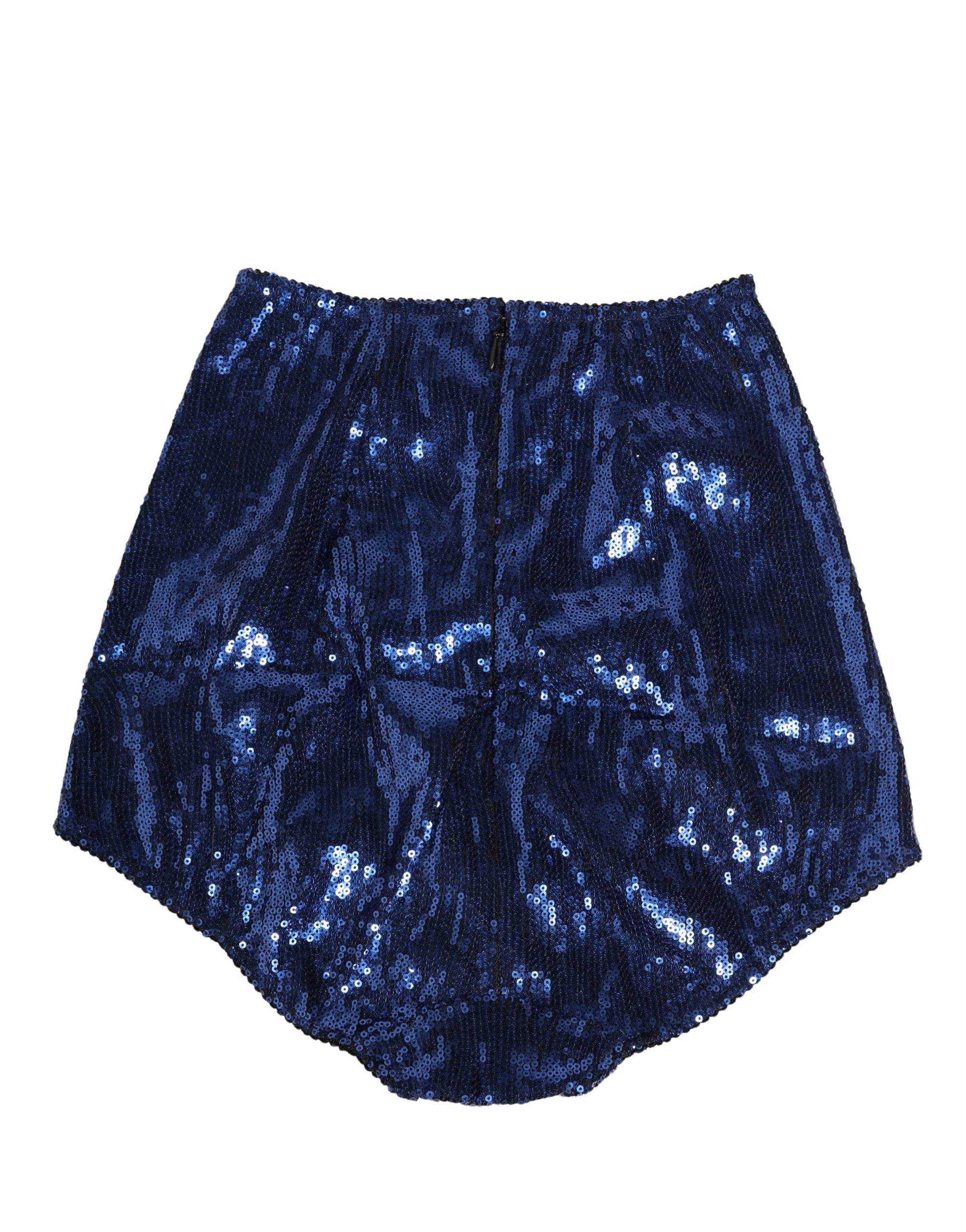 Dolce & Gabbana Blue Sequined High Waist Girdle Panty Underwear Dolce & Gabbana