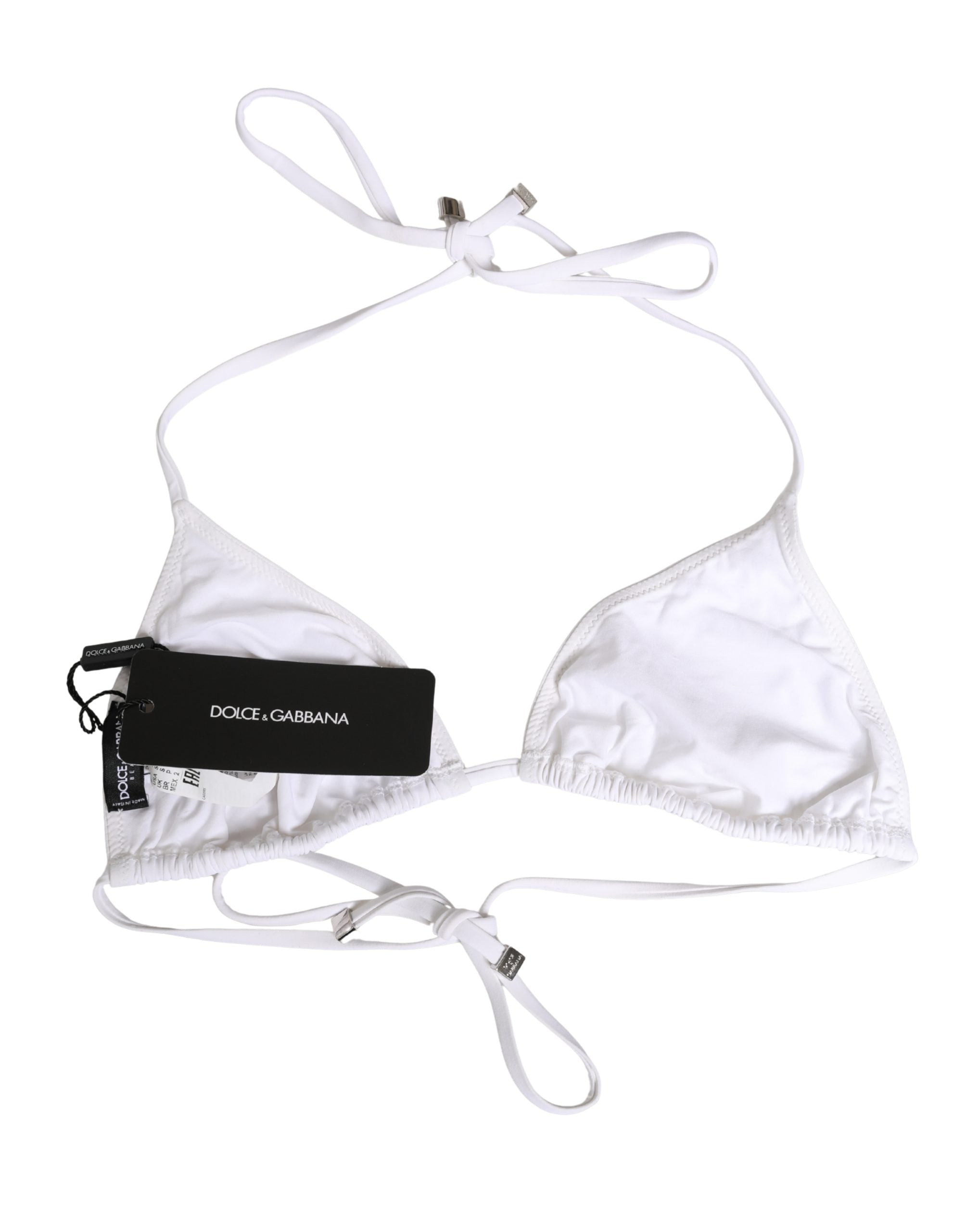 Dolce & Gabbana White Nylon Triangle Beachwear Bikini Top Swimwear Dolce & Gabbana
