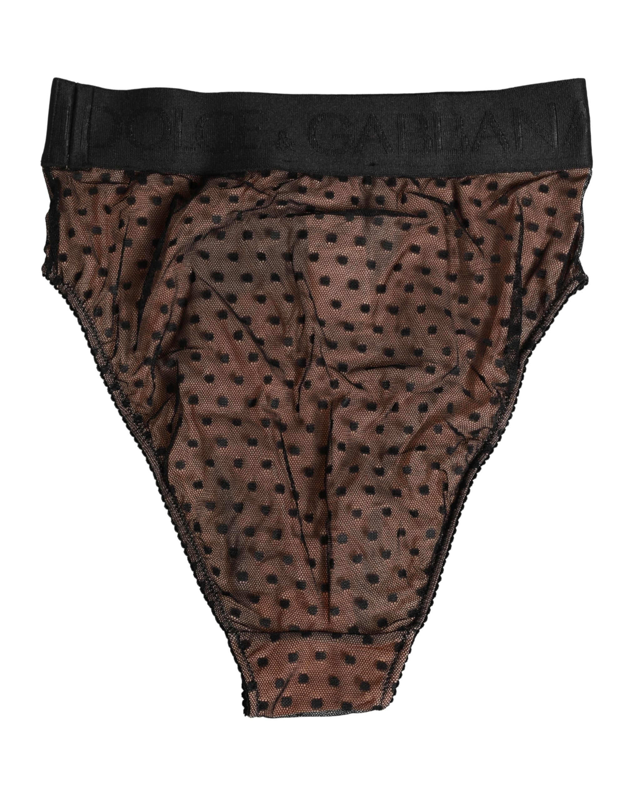 Dolce & Gabbana Black Beige Polka Dot Butterfly Brief Underwear Dolce & Gabbana